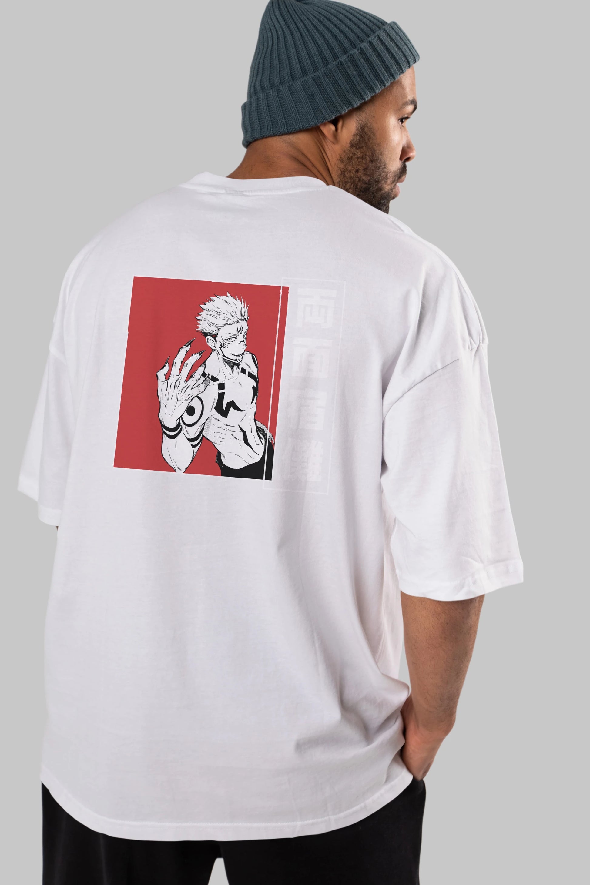 Sukuna Ryoumen 2 Anime Arka Baskılı Oversize t-shirt Erkek Kadın Unisex