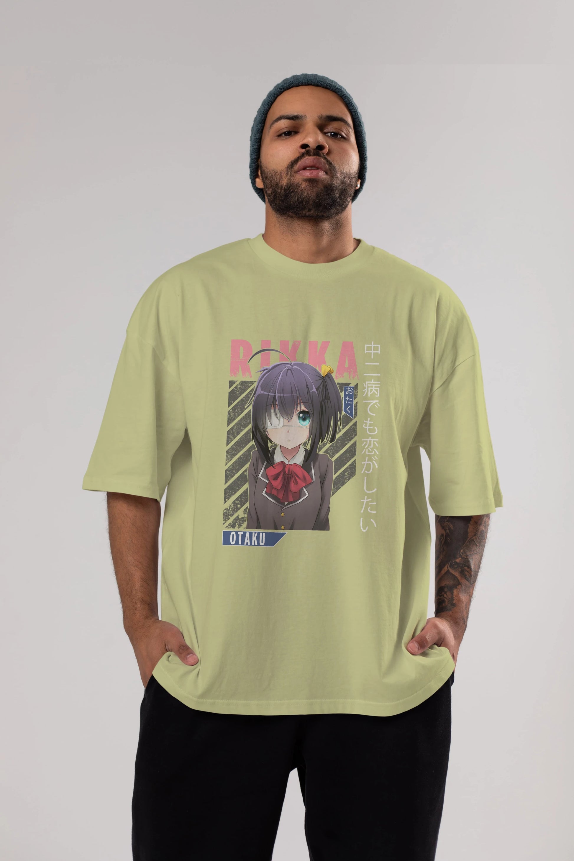 Rikka Takanashi 9 Anime Ön Baskılı Oversize t-shirt %100 pamuk Erkek Kadın Unisex