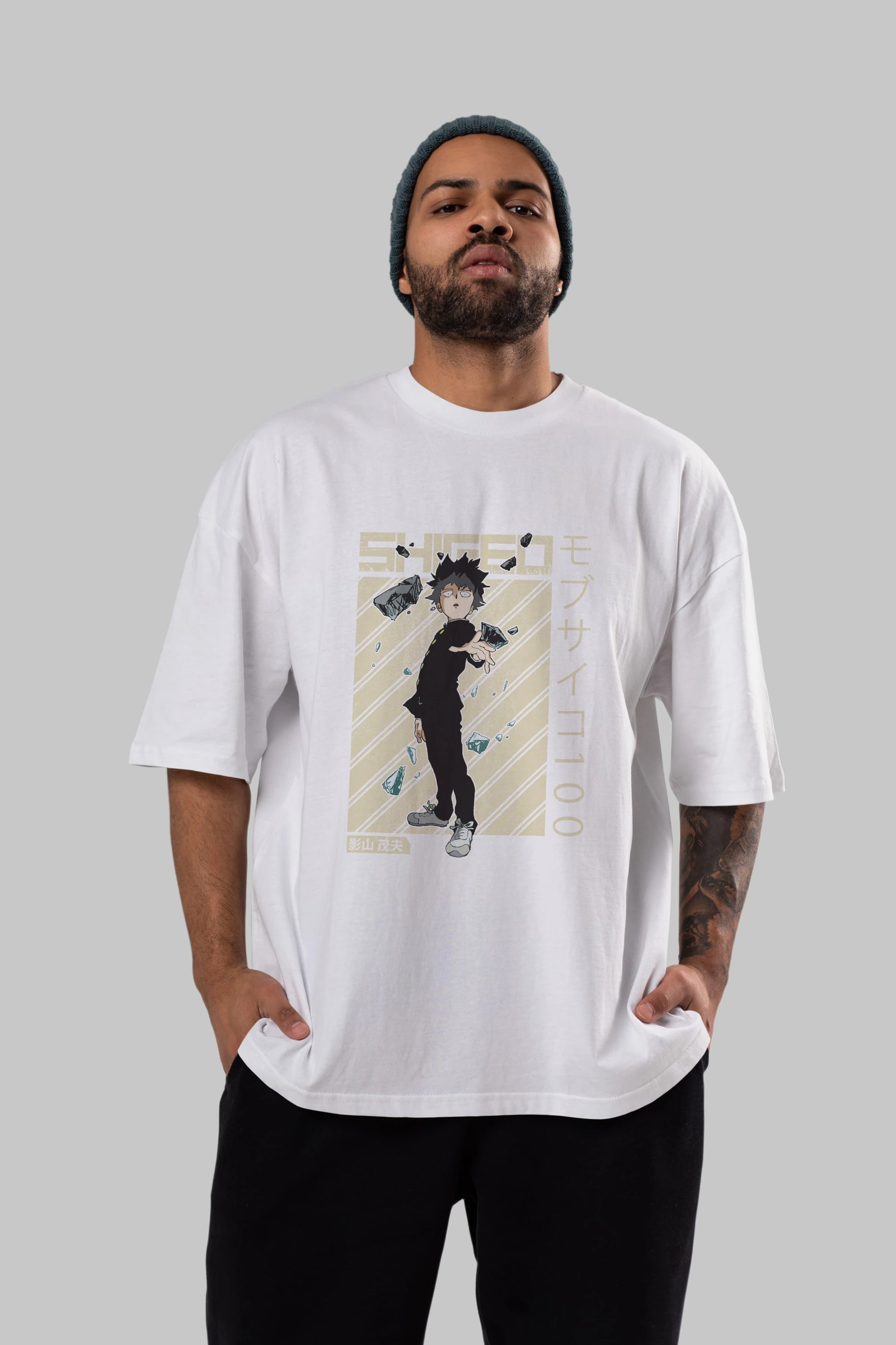 Shigeo Kageyama 3 Anime Ön Baskılı Oversize t-shirt %100 pamuk Erkek Kadın Unisex