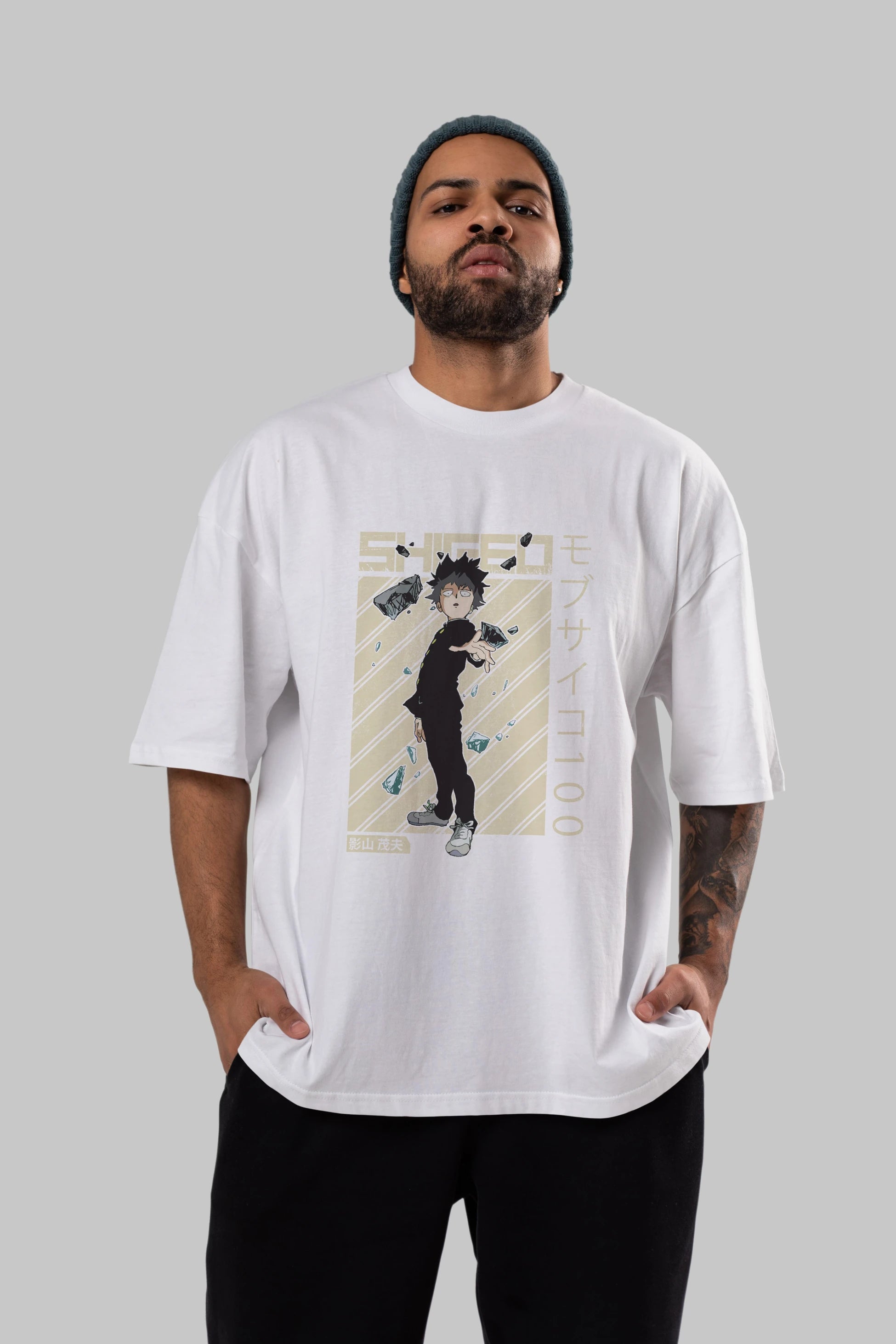 Shigeo Kageyama 3 Anime Ön Baskılı Oversize t-shirt %100 pamuk Erkek Kadın Unisex