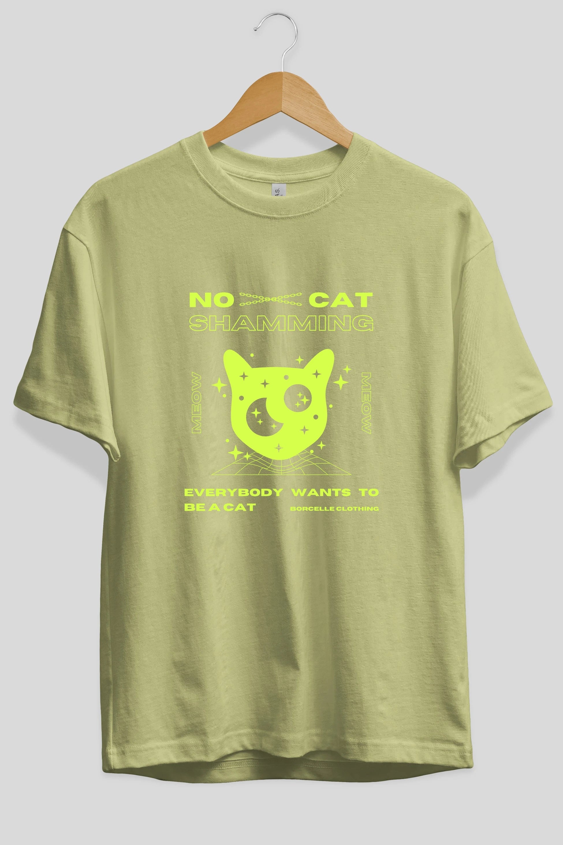 No Cat Shamming Yazılı Ön Baskılı Oversize t-shirt Erkek Kadın Unisex