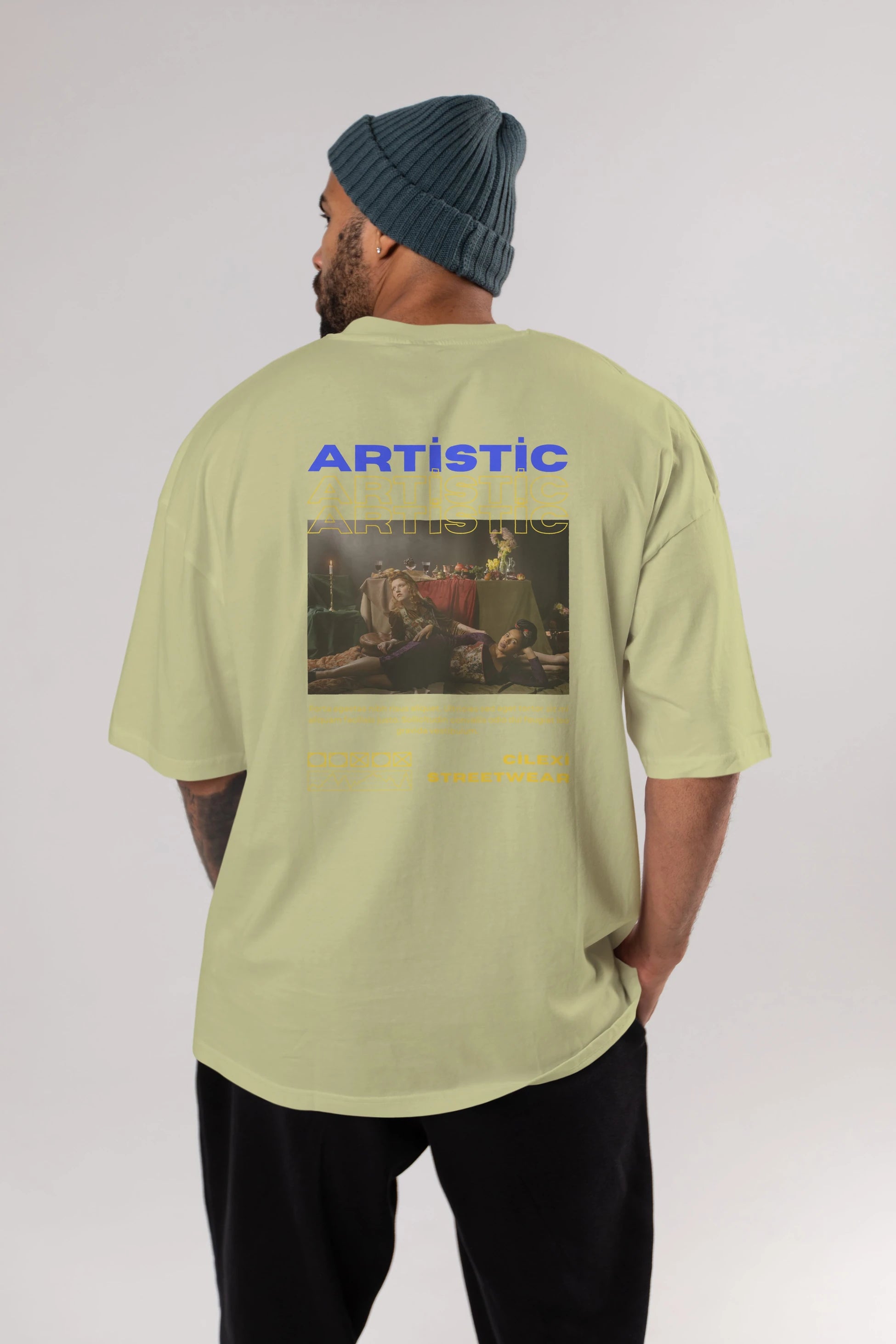 Artistic Yazılı Streetwear Arka Baskılı Oversize t-shirt Erkek Kadın Unisex