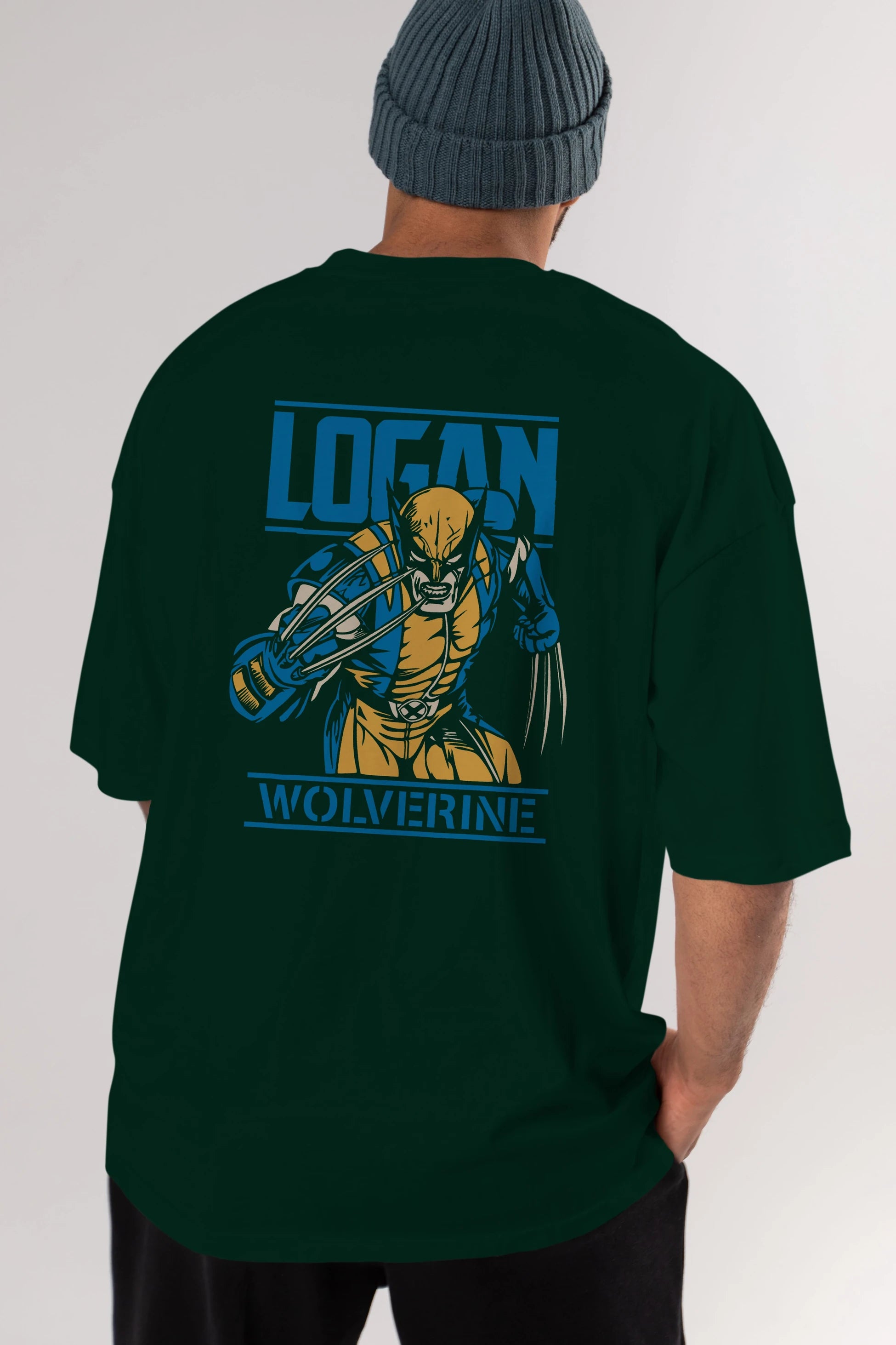 Wolverine Logan Arka Baskılı Oversize t-shirt Erkek Kadın Unisex %100 Pamuk Bisiklet Yaka tişort