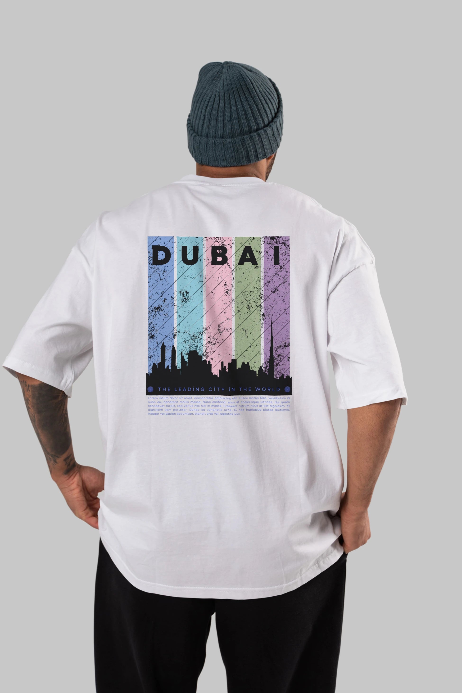 Dubai Yazılı Arka Baskılı Oversize t-shirt Erkek Kadın Unisex