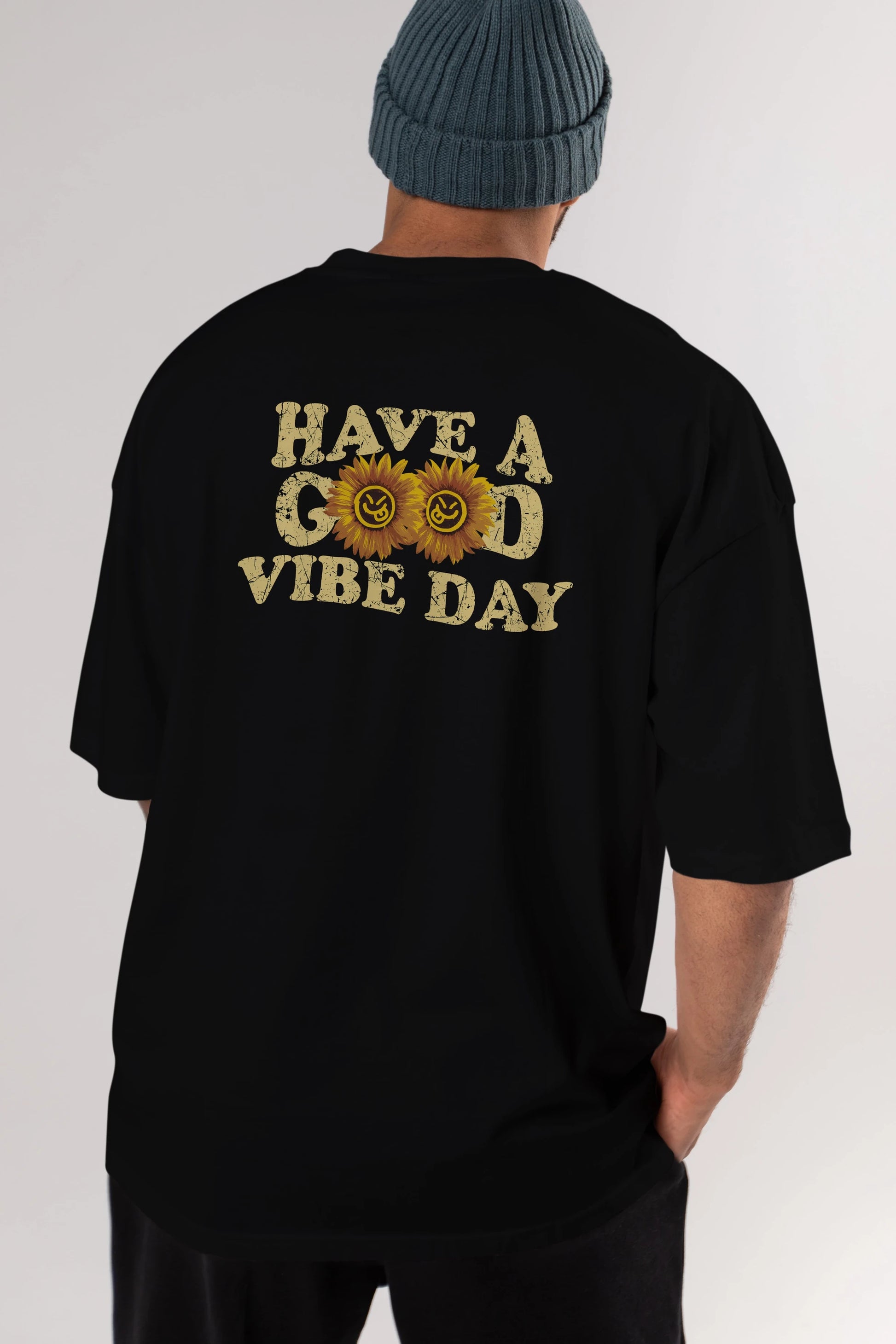 Have a Good Vibe Day Arka Baskılı Oversize t-shirt Erkek Kadın Unisex