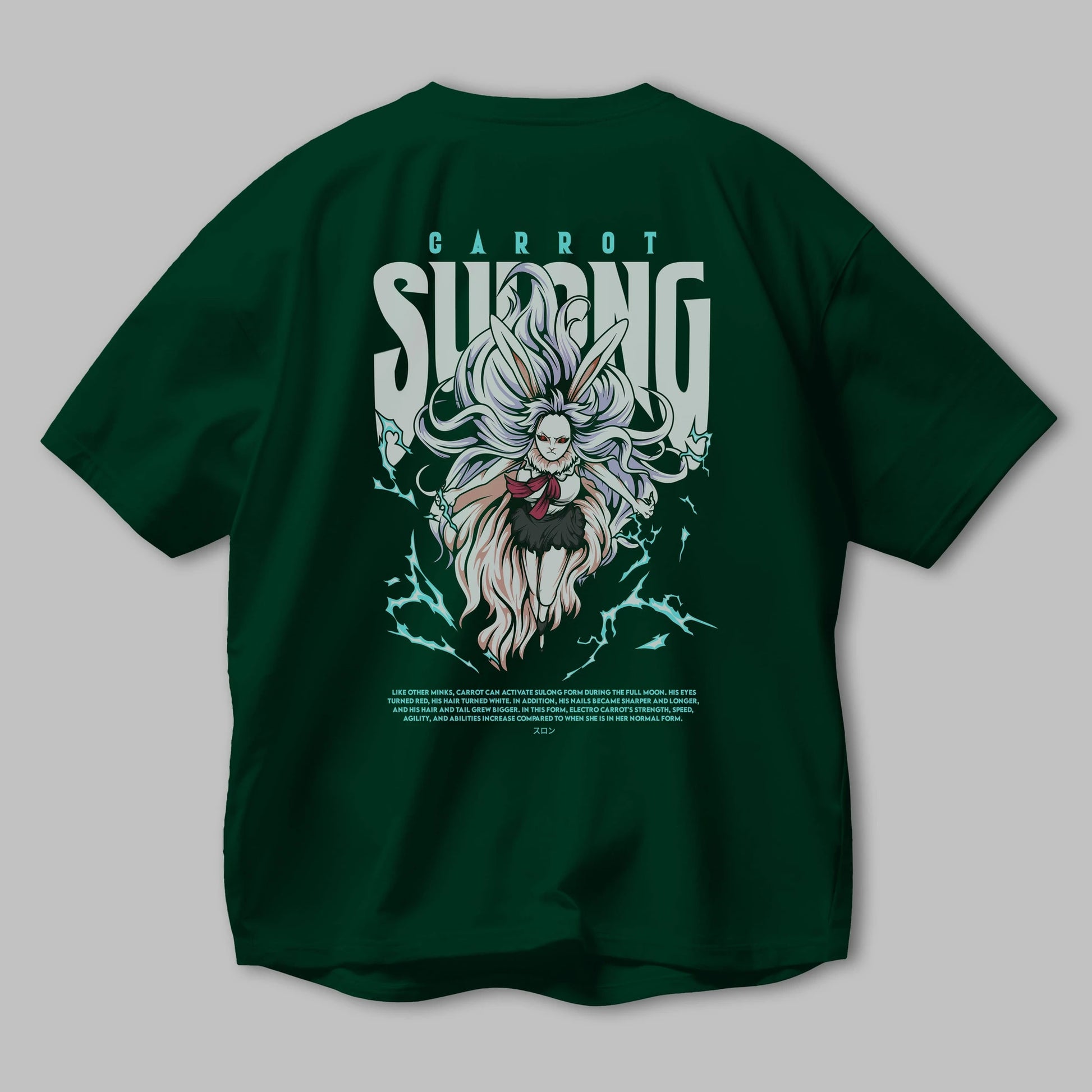 Carrot Sulong Anime Arka Baskılı Oversize t-shirt Erkek Kadın Unisex