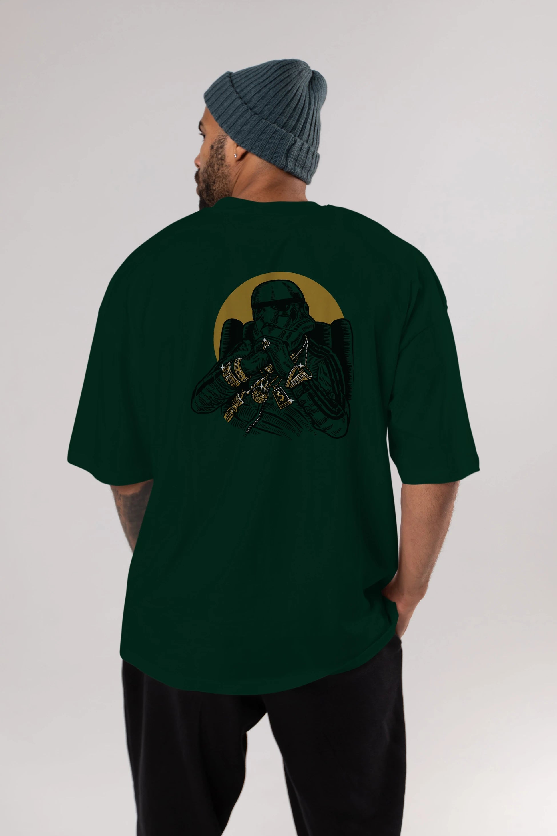 Trooper Dee Jay Arka Baskılı Oversize t-shirt Erkek Kadın Unisex %100 Pamuk