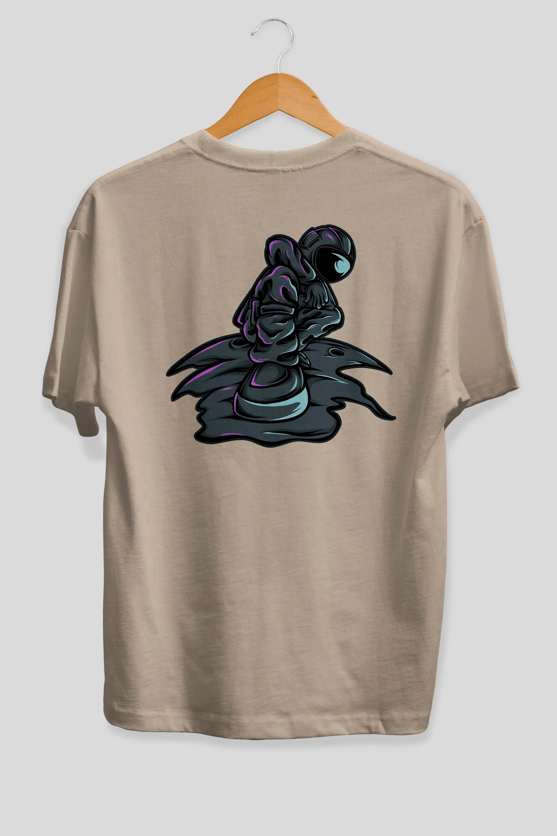 Stylish Astronaut Arka Baskılı Oversize t-shirt Erkek Kadın Unisex
