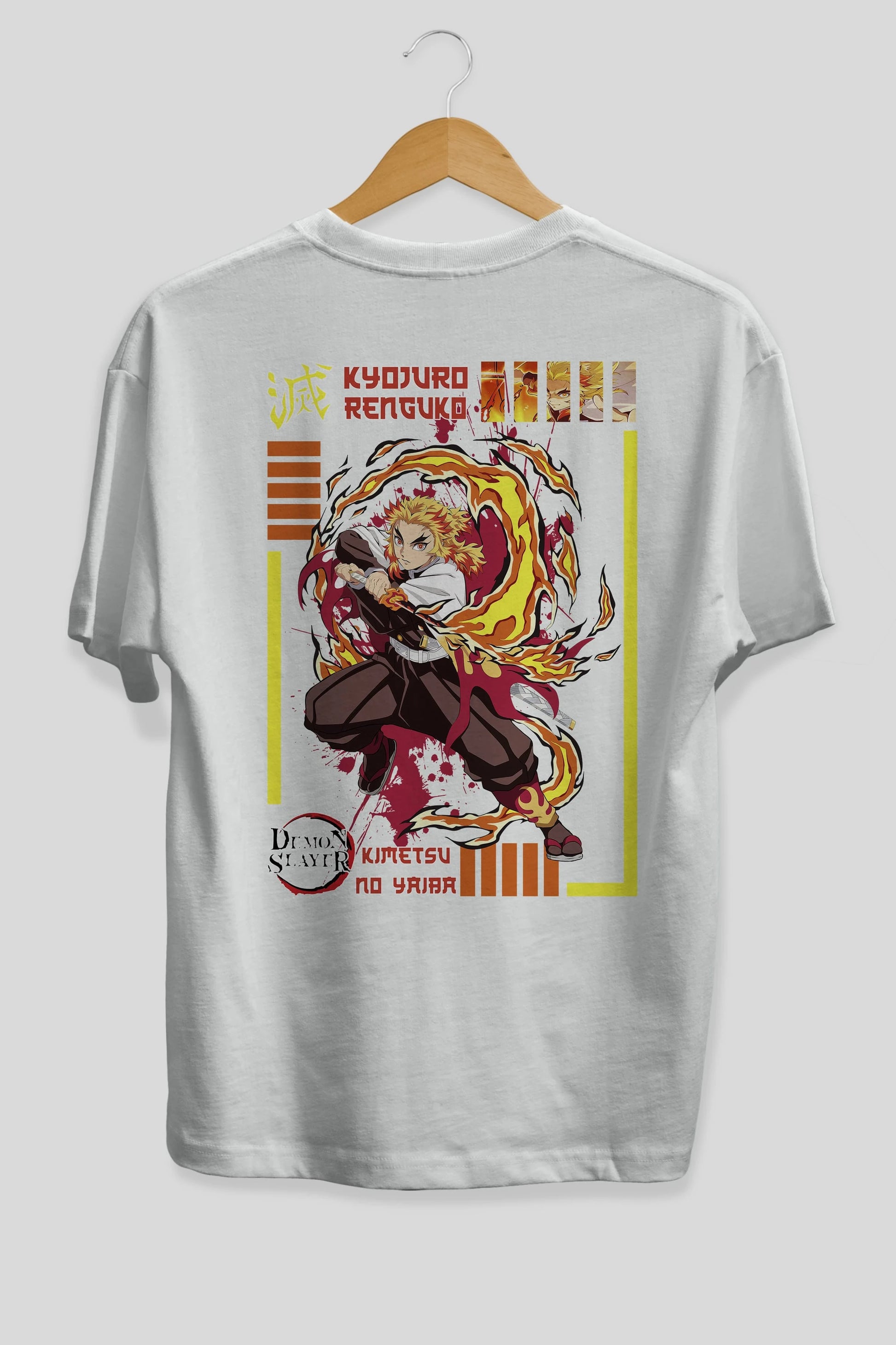 KYOJURO RENGOKU Anime Arka Baskılı Oversize t-shirt Erkek Kadın Unisex