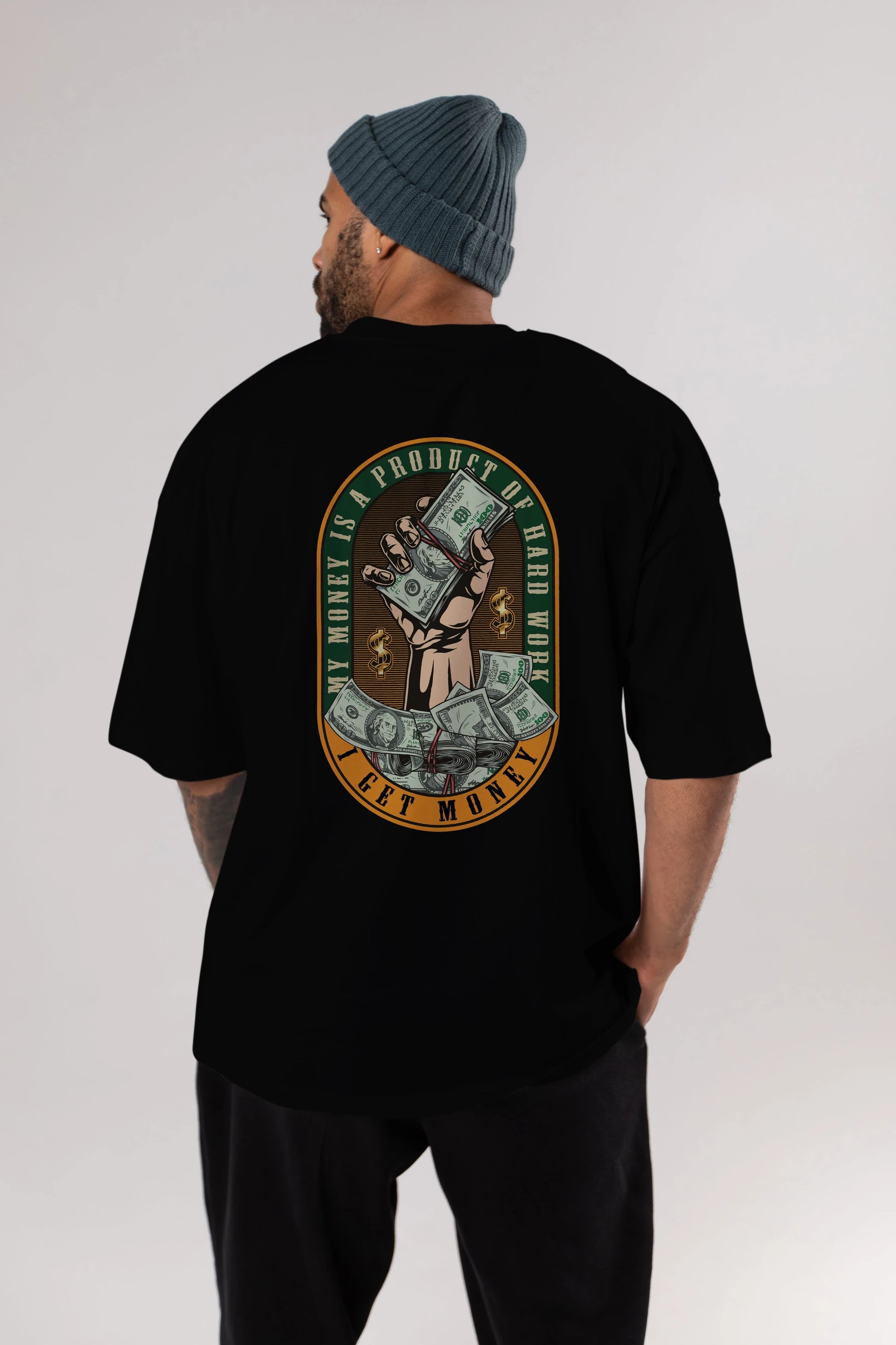 I Get Money Arka Baskılı Oversize t-shirt Erkek Kadın Unisex