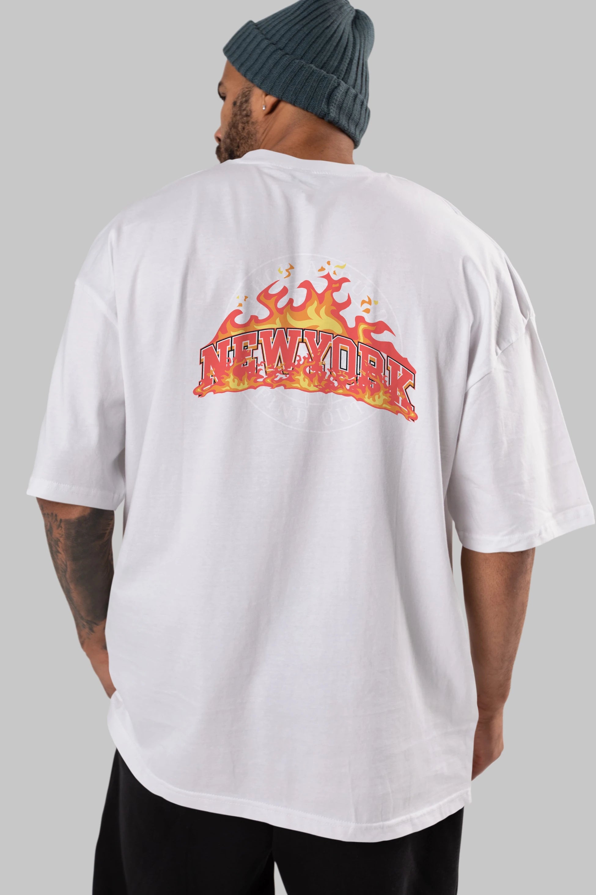 Newyork Style Arka Baskılı Oversize t-shirt Erkek Kadın Unisex