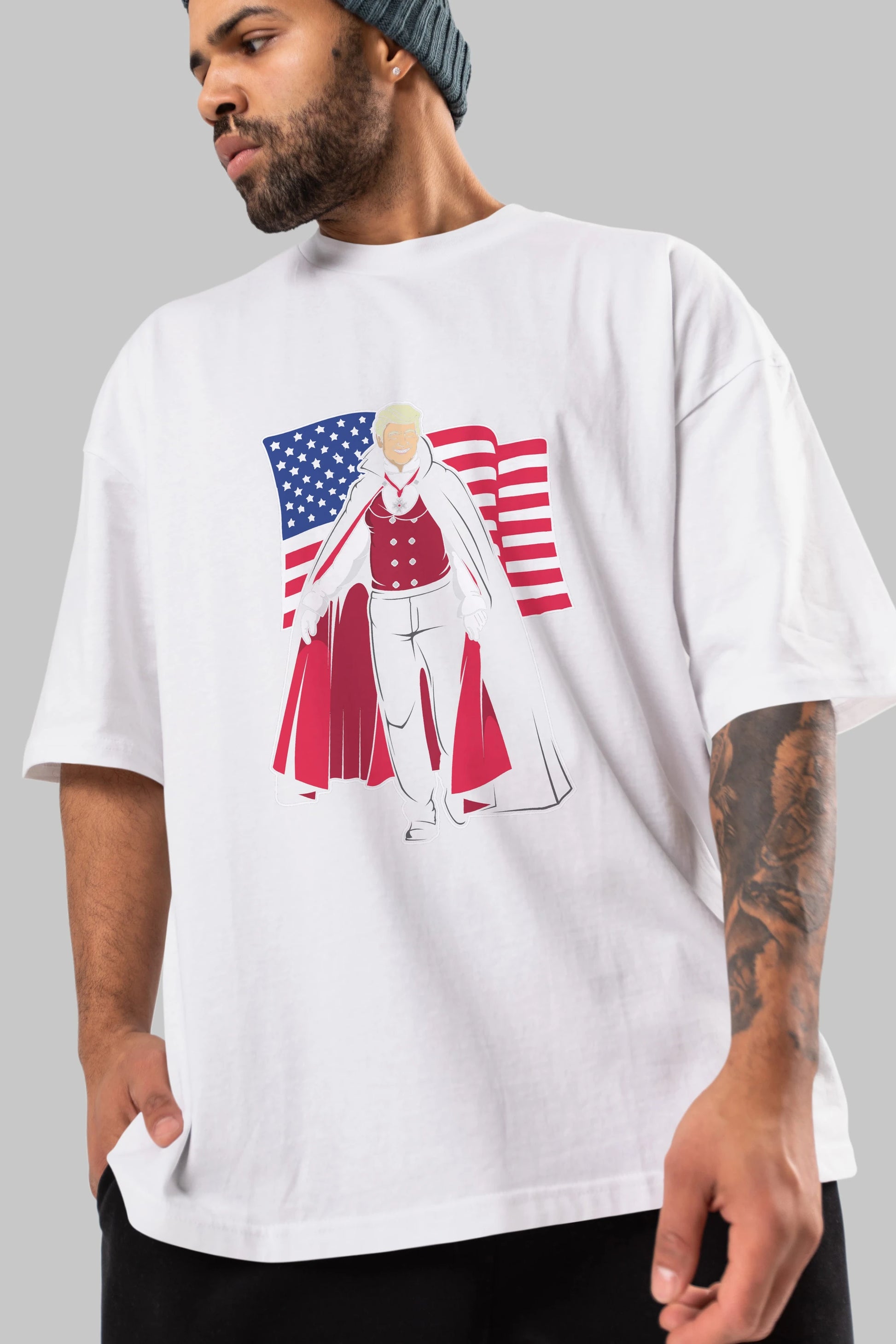 Trump Dracula Ön Baskılı Oversize t-shirt Erkek Kadın Unisex %100 Pamuk tişort