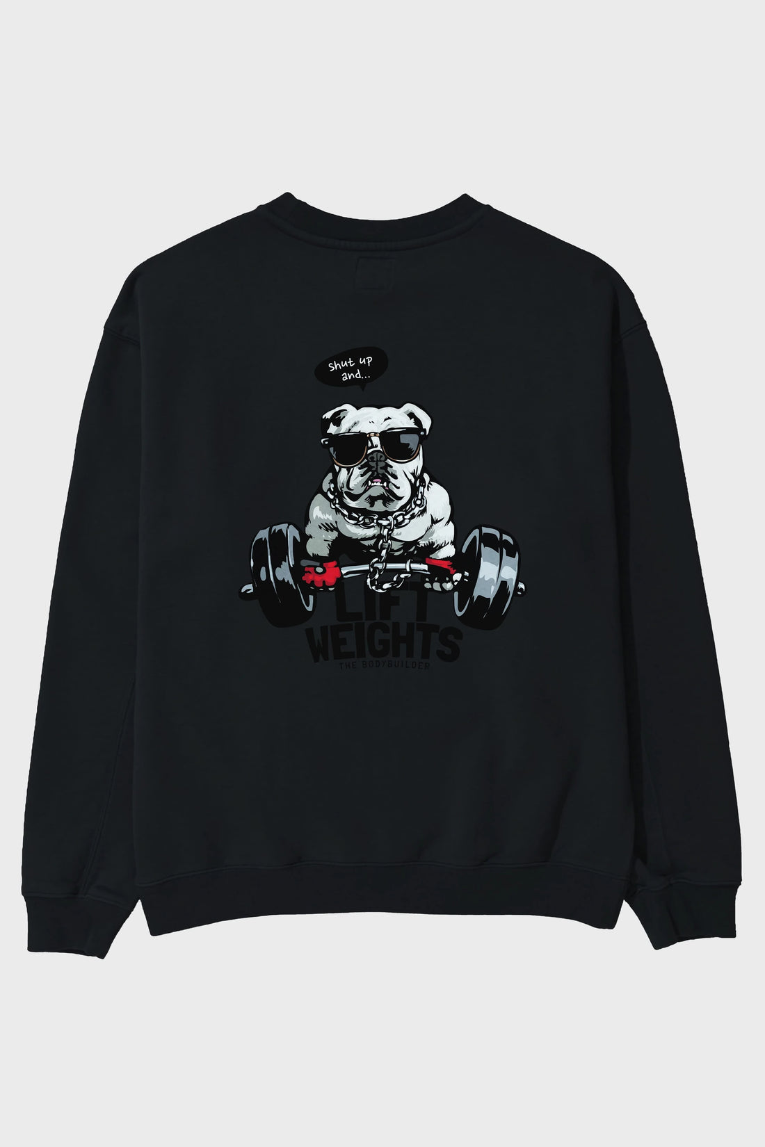 Teddy Bear Lift Weights Arka Baskılı Oversize Sweatshirt Erkek Kadın Unisex