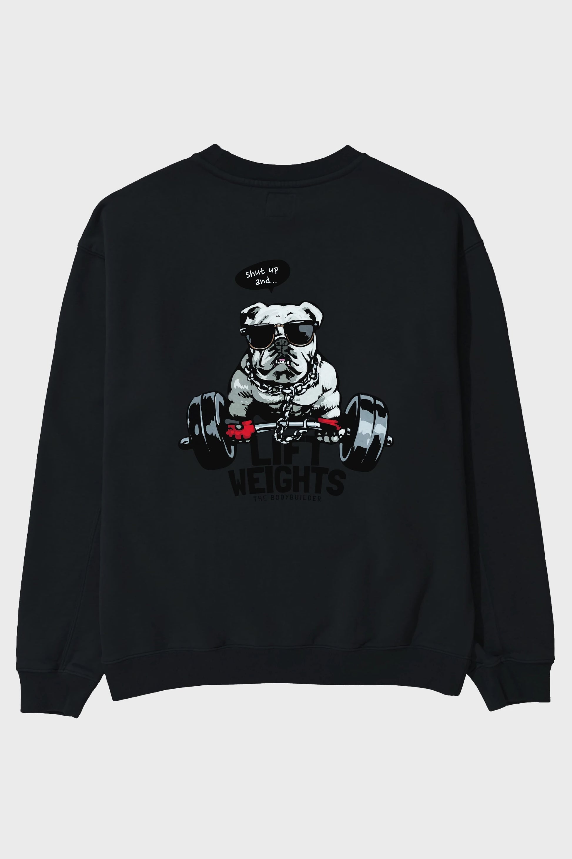 Teddy Bear Lift Weights Arka Baskılı Oversize Sweatshirt Erkek Kadın Unisex