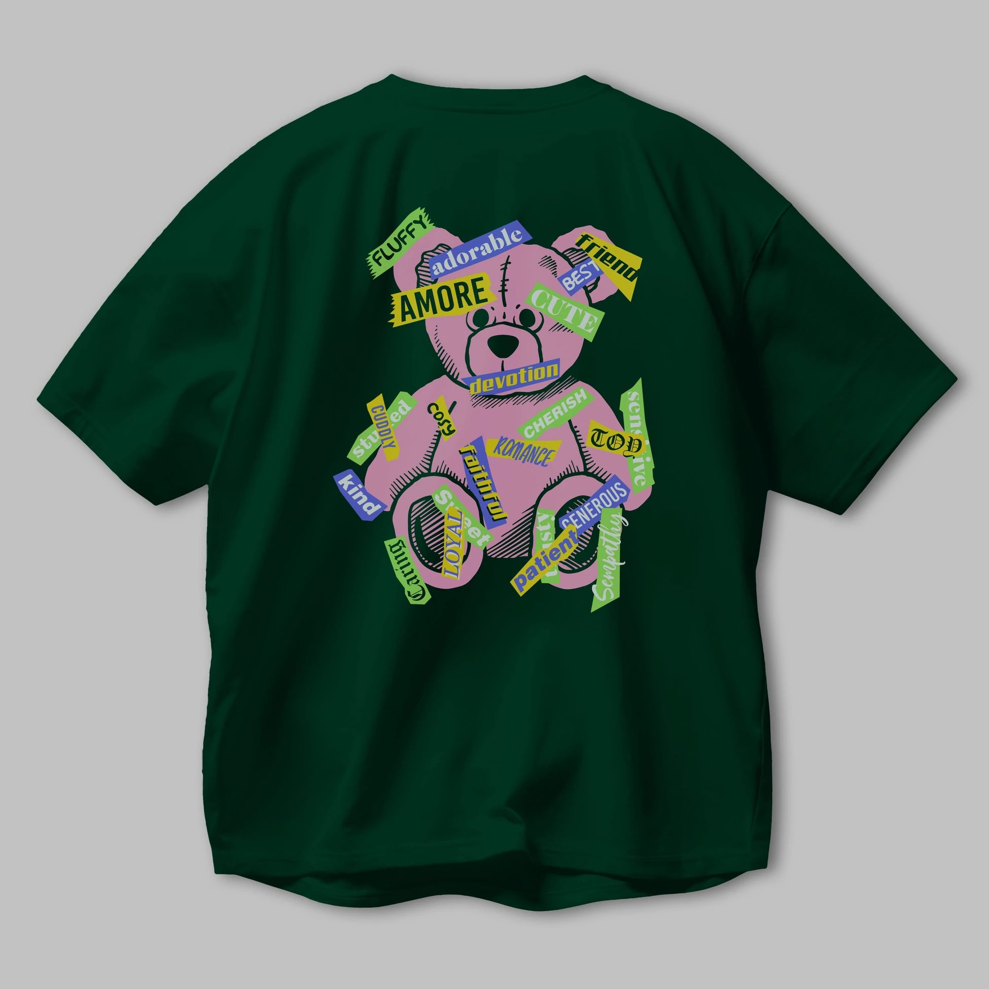 Teddy Bear Cute Arka Baskılı Oversize t-shirt Erkek Kadın Unisex