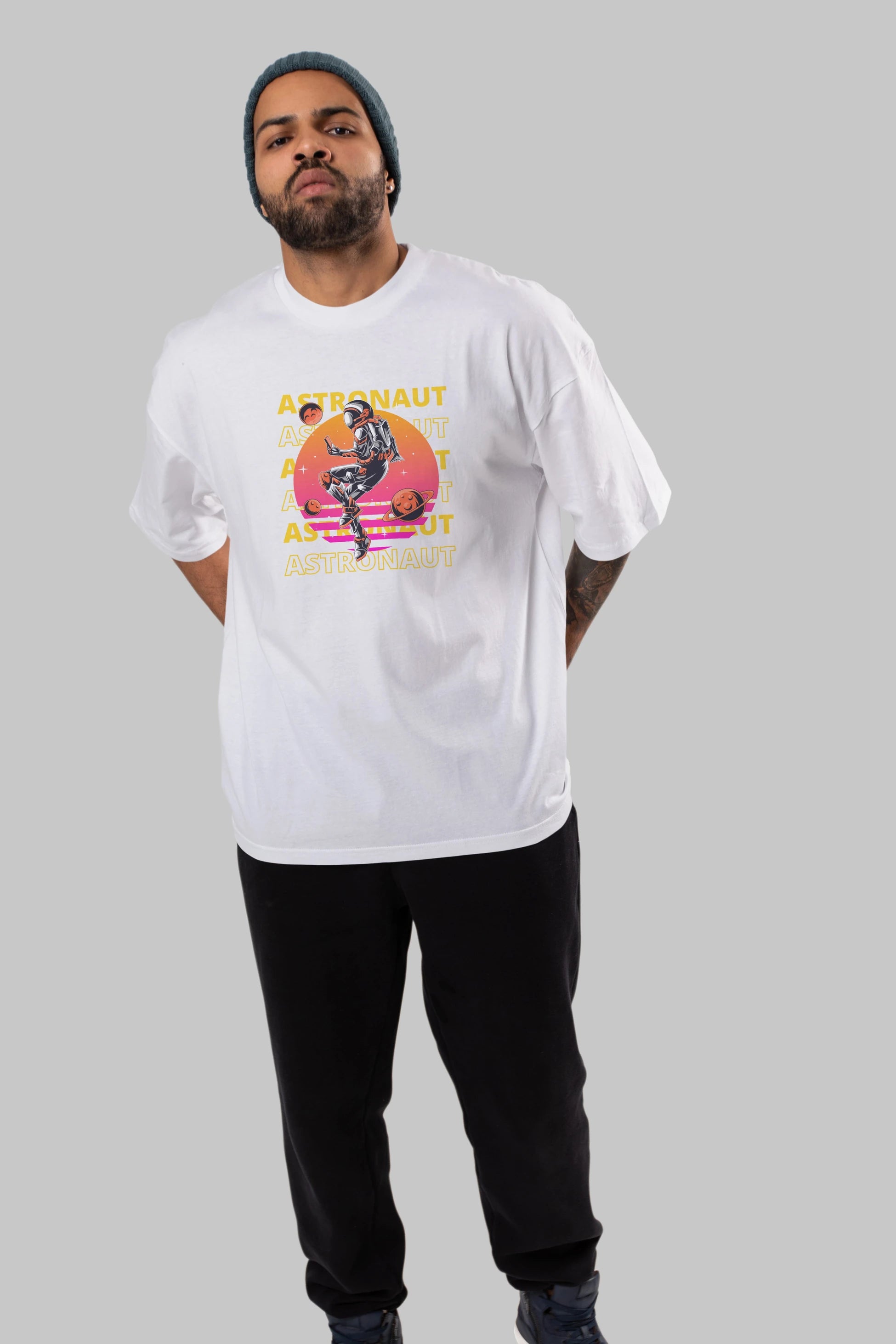Astronaut Streetwear 2 Ön Baskılı Oversize t-shirt Erkek Kadın Unisex