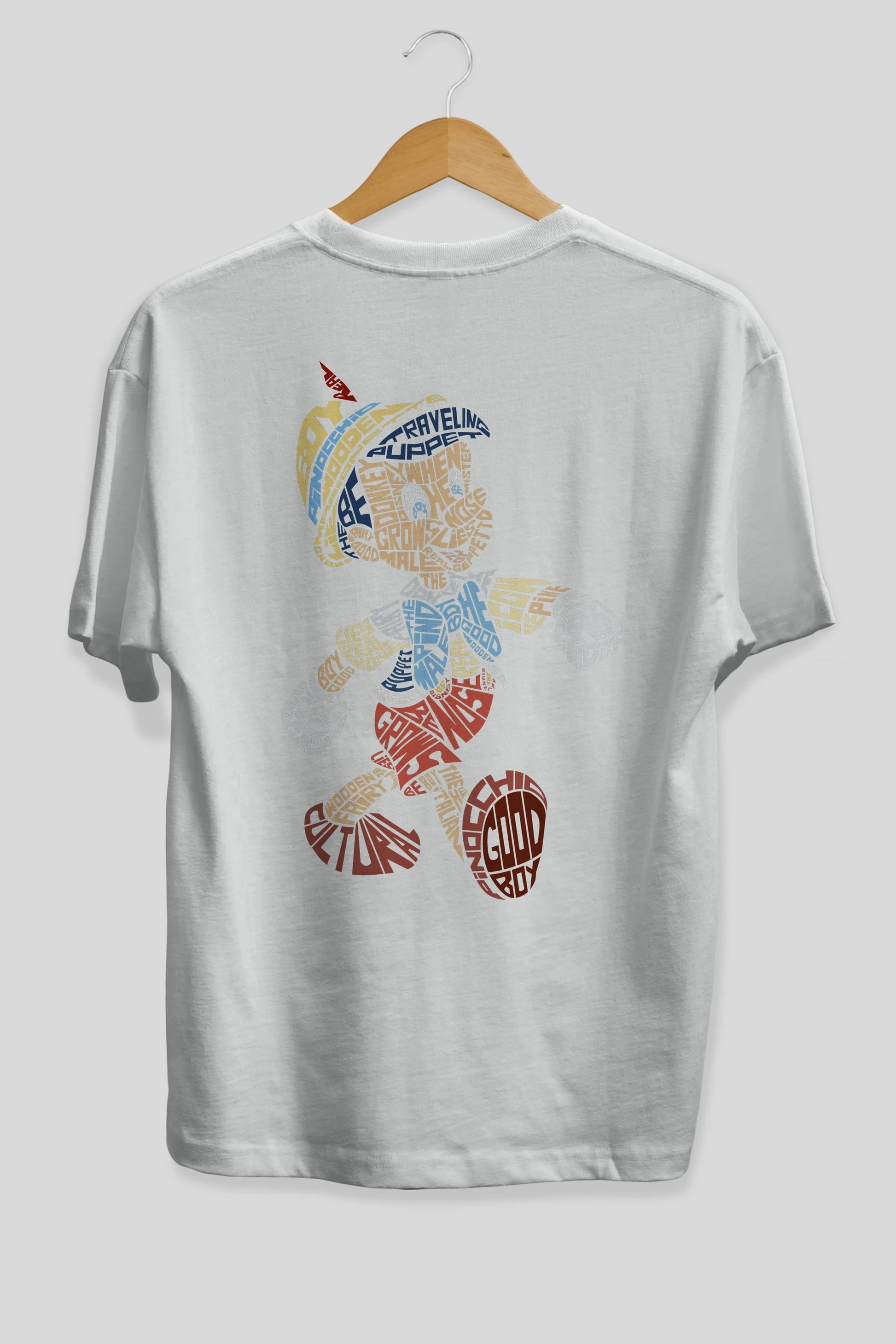 Pinokio Arka Baskılı Oversize t-shirt %100 pamuk Erkek Kadın Unisex