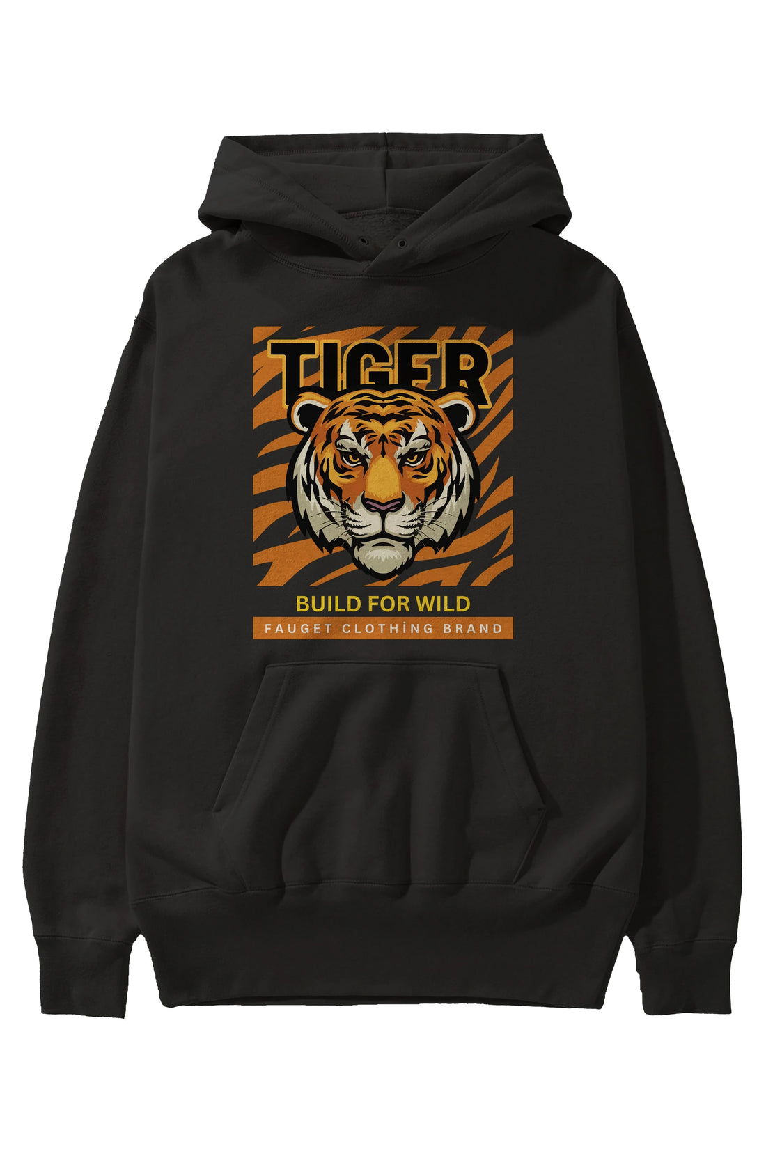 Tiger Ön Baskılı Oversize Hoodie Kapüşonlu Sweatshirt Erkek Kadın Unisex