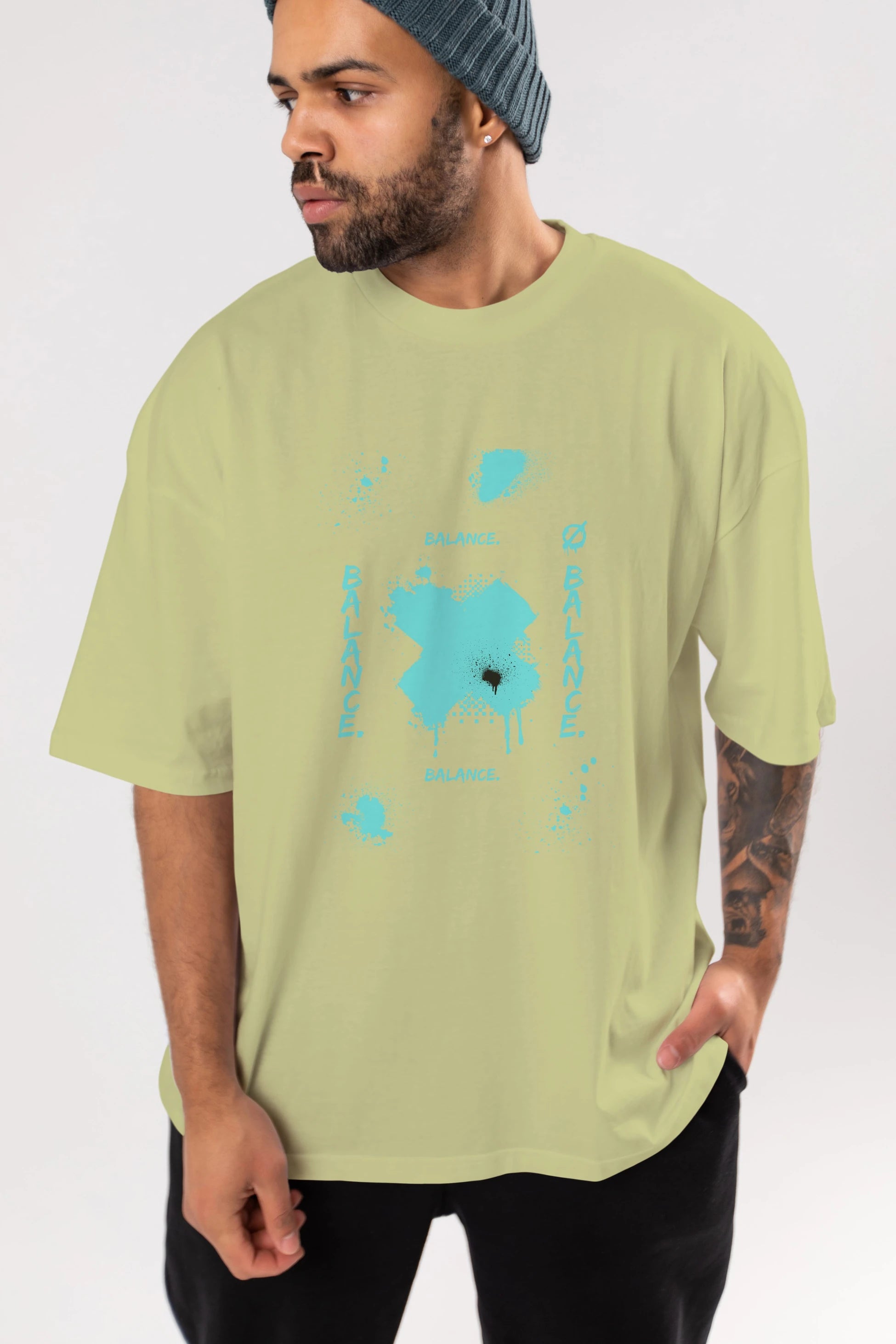 Balance Balance Yazılı Ön Baskılı Oversize t-shirt Erkek Kadın Unisex