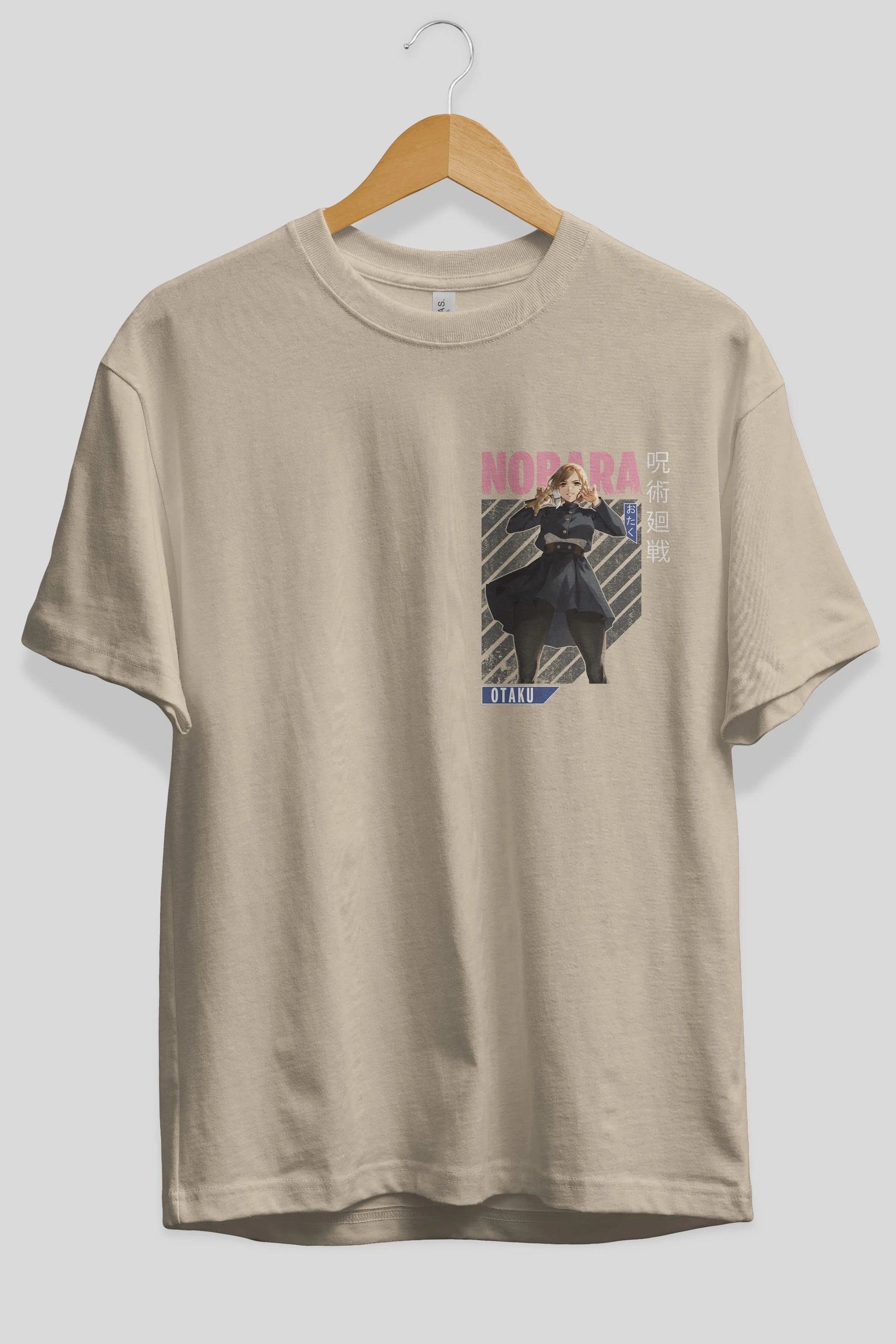 Nobara Kugisaki 4 Ön Sol Baskılı Oversize t-shirt Erkek Kadın Unisex %100 Pamuk Bisiklet Yaka tişort