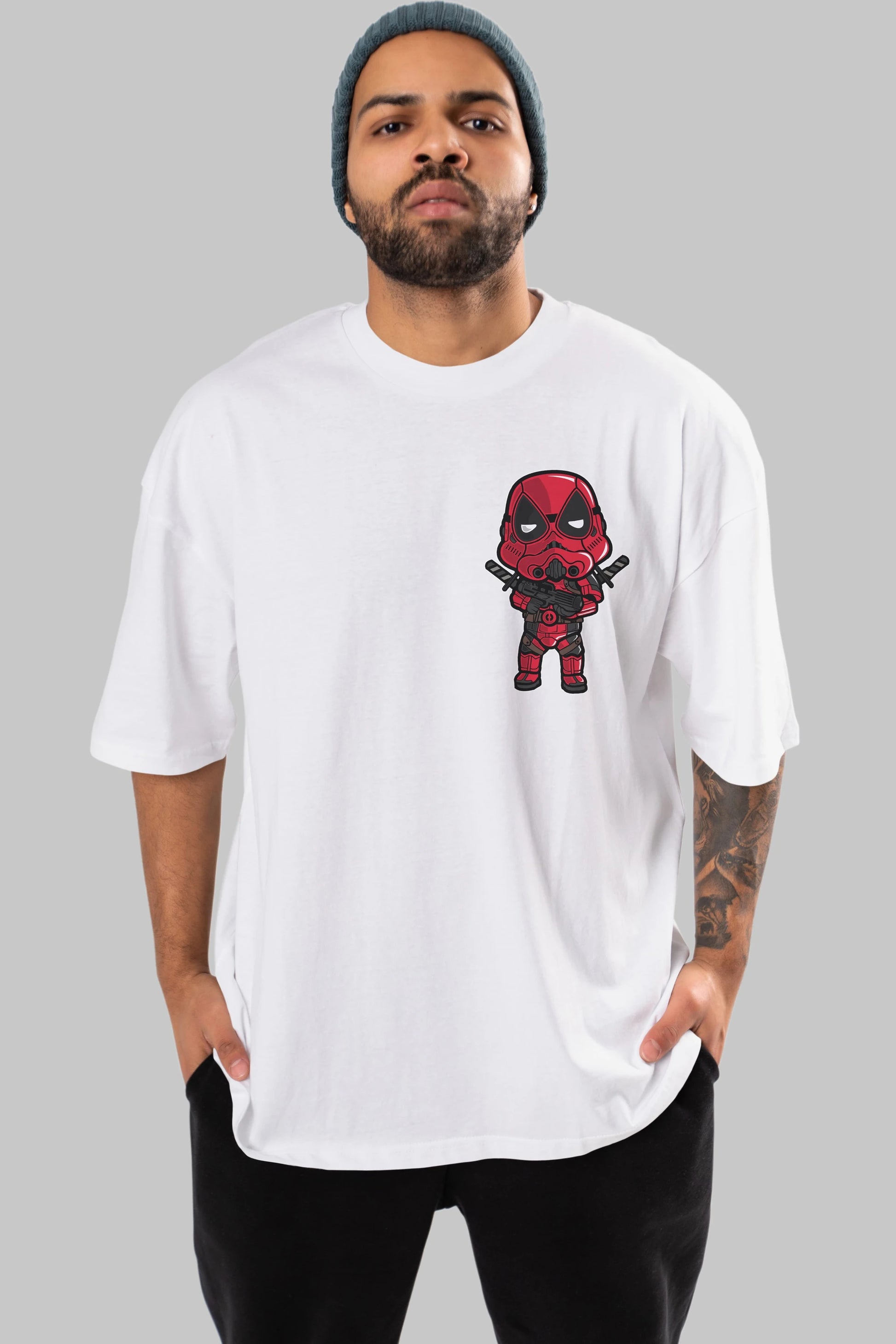 Deadpool (22) Ön Sol Baskılı Oversize t-shirt Erkek Kadın Unisex %100 Pamuk Bisiklet Yaka tişort