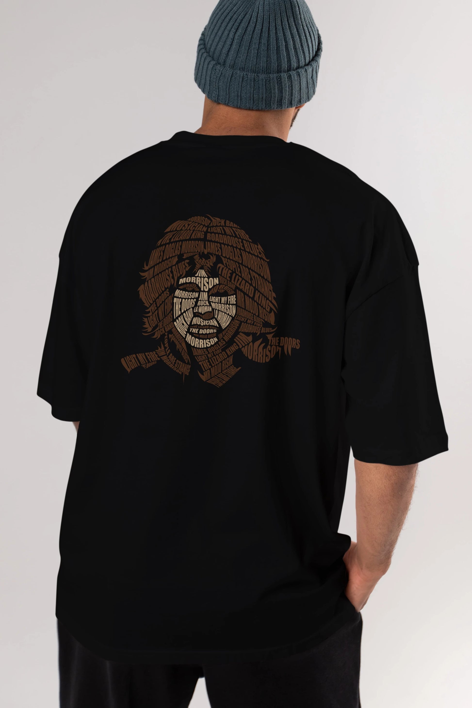 Jim Morrison Calligram Arka Baskılı Oversize t-shirt %100 pamuk Erkek Kadın Unisex