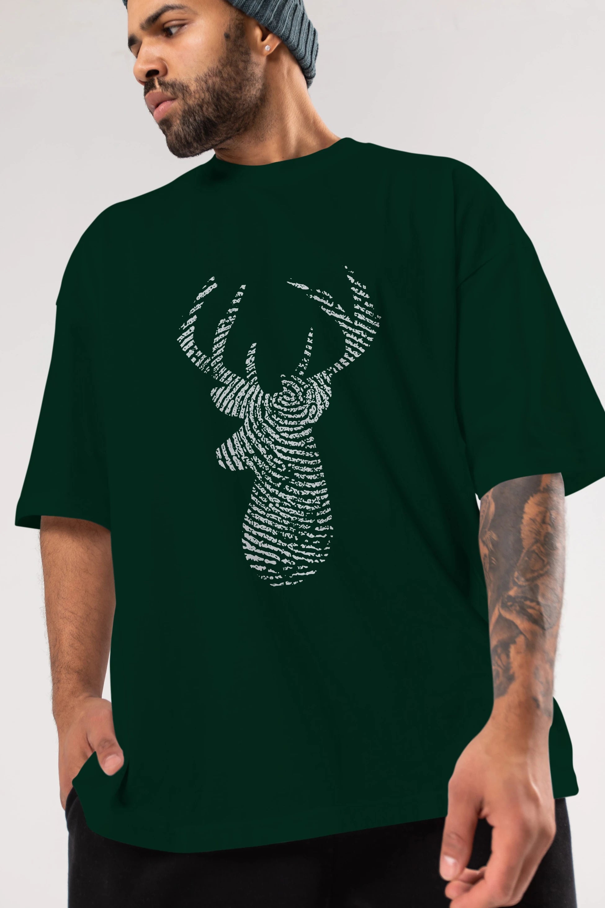 Deer 3 Ön Baskılı Oversize t-shirt %100 pamuk Erkek Kadın Unisex