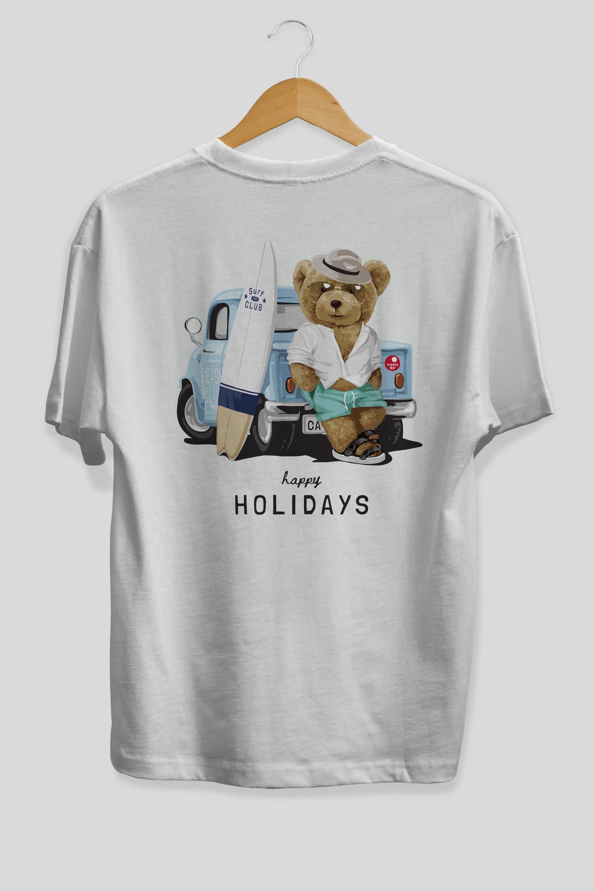 Teddy Bear Surf Club Arka Baskılı Oversize t-shirt Erkek Kadın Unisex %100 Pamuk