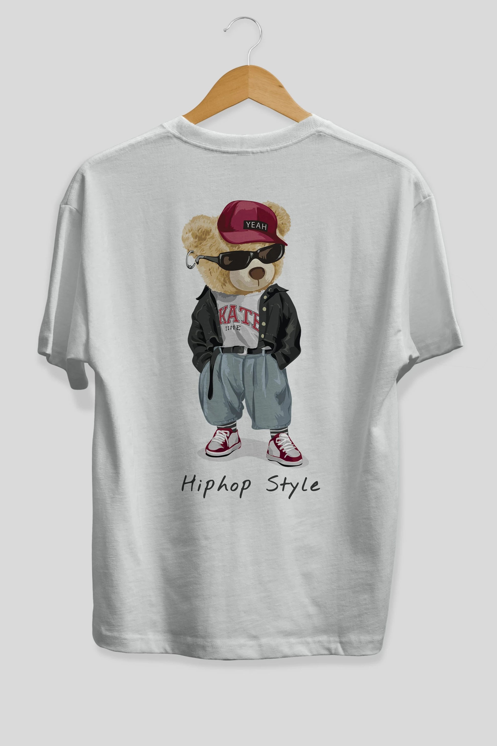 Teddy Bear Hiphop Style Arka Baskılı Oversize t-shirt Erkek Kadın Unisex %100 Pamuk