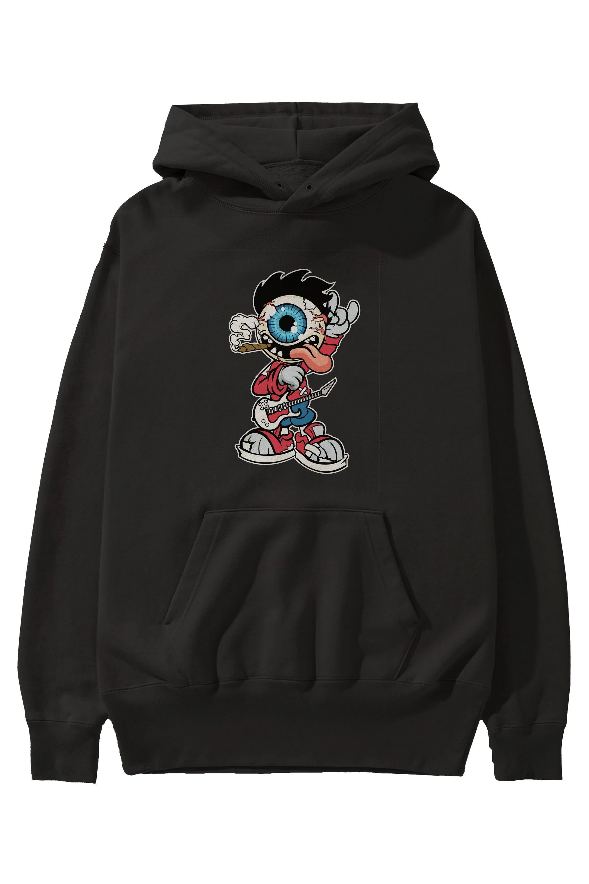 Eyeball Rockstar Ön Baskılı Hoodie Oversize Kapüşonlu Sweatshirt Erkek Kadın Unisex