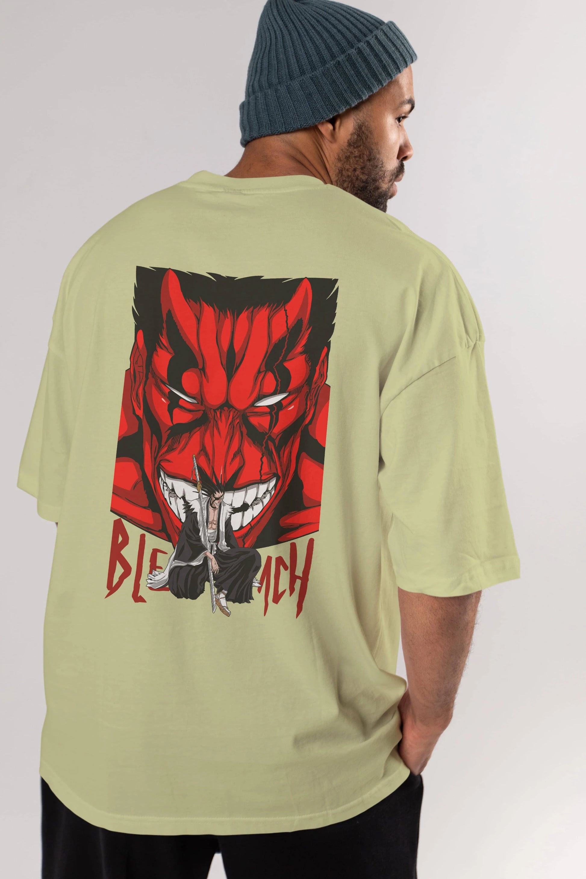 KENPACHI ZARAKI BLEACH Anime Arka Baskılı Oversize t-shirt Erkek Kadın Unisex