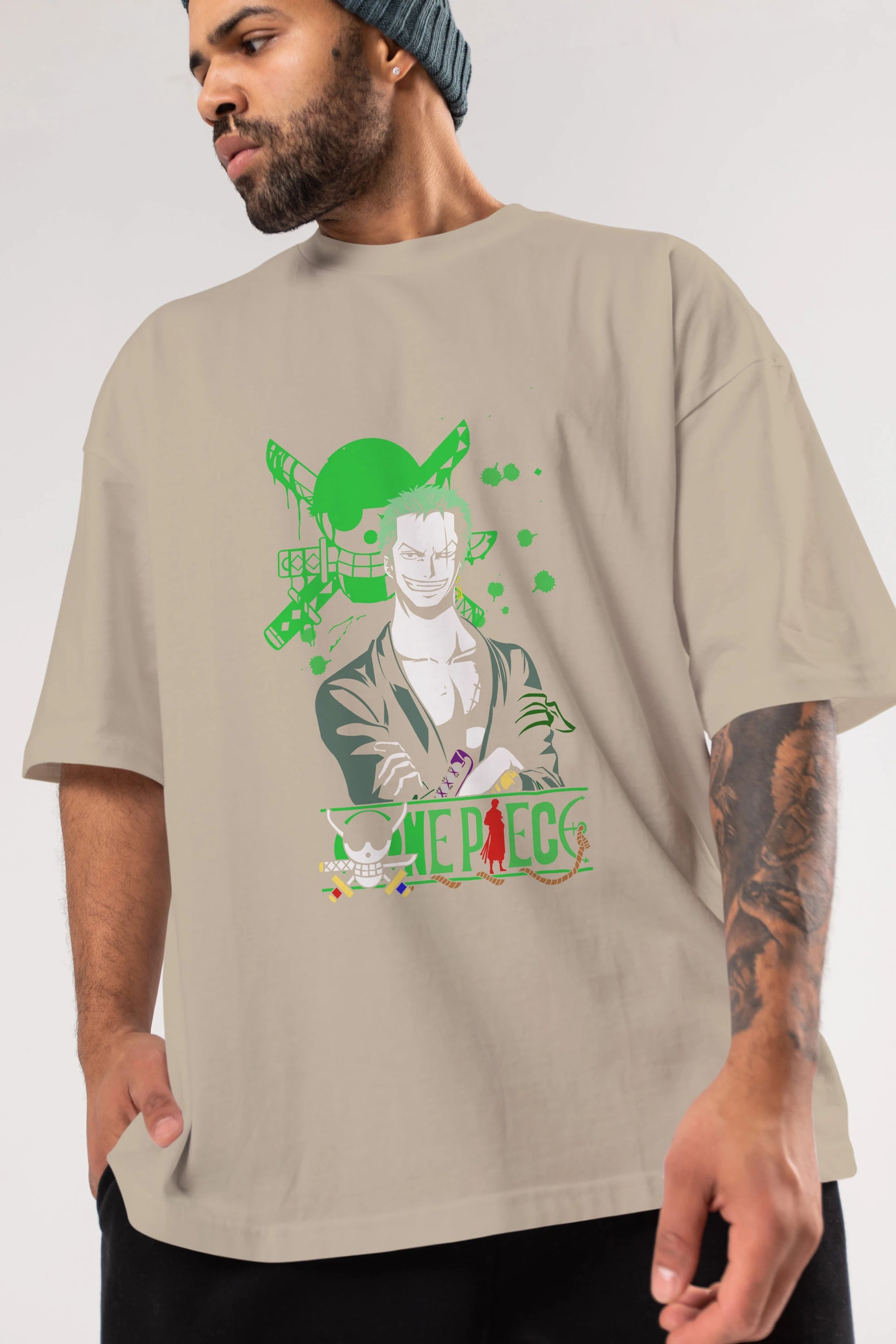 Roronoa Zoro 2 Anime Ön Baskılı Oversize t-shirt Erkek Kadın Unisex