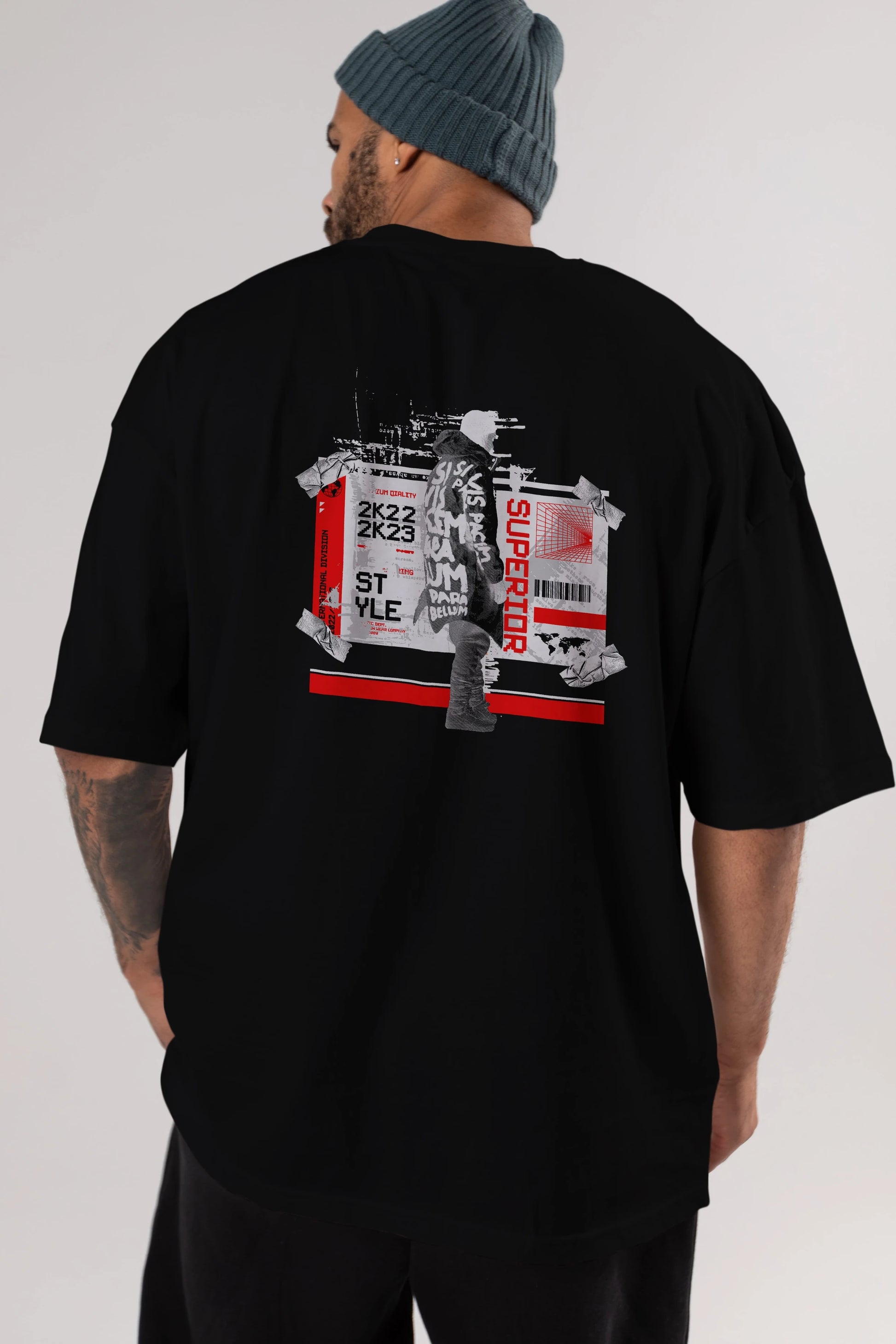 Superior Arka Baskılı Oversize t-shirt Erkek Kadın Unisex