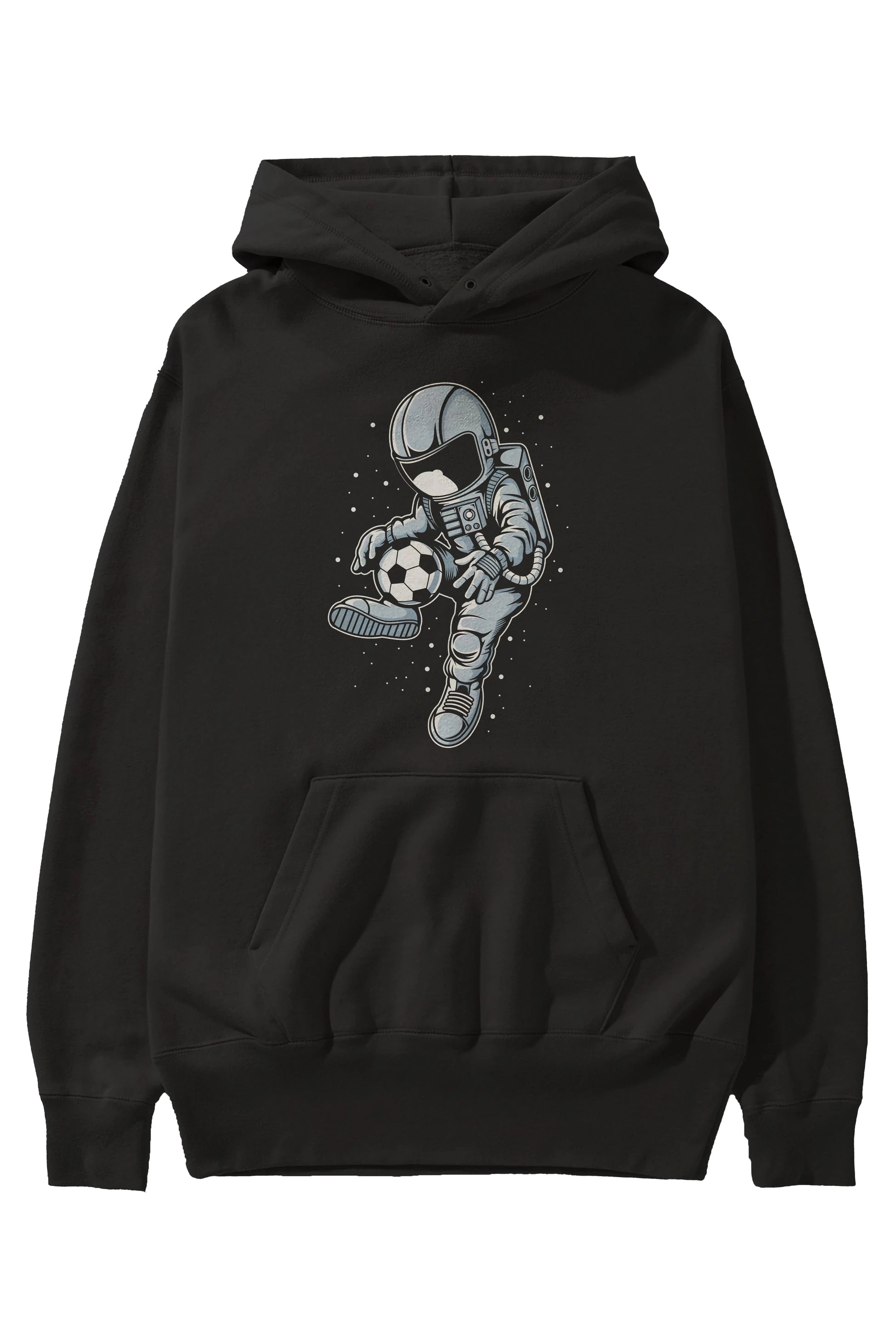 Astronaut Soccer Player Ön Baskılı Hoodie Oversize Kapüşonlu Sweatshirt Erkek Kadın Unisex