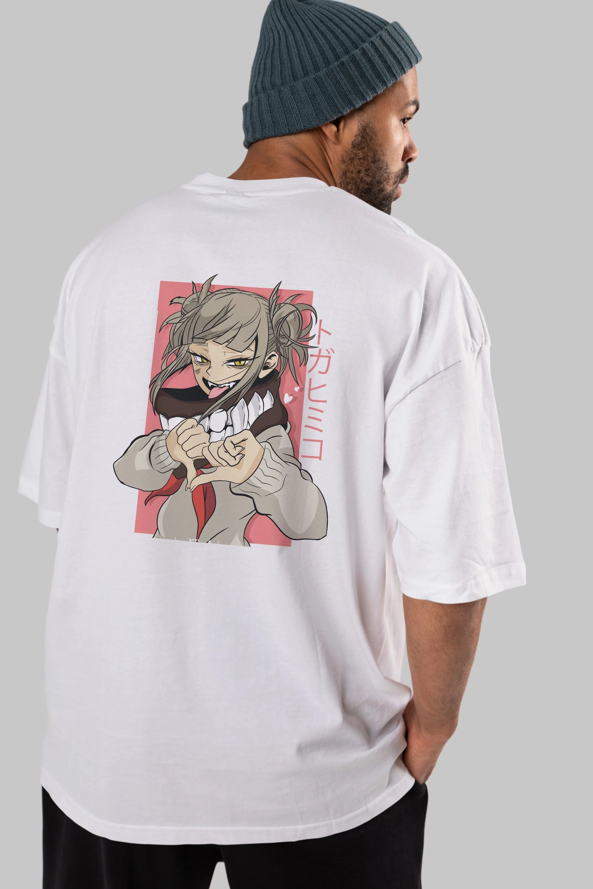 Himiko Toga Anime Arka Baskılı Oversize t-shirt Erkek Kadın Unisex