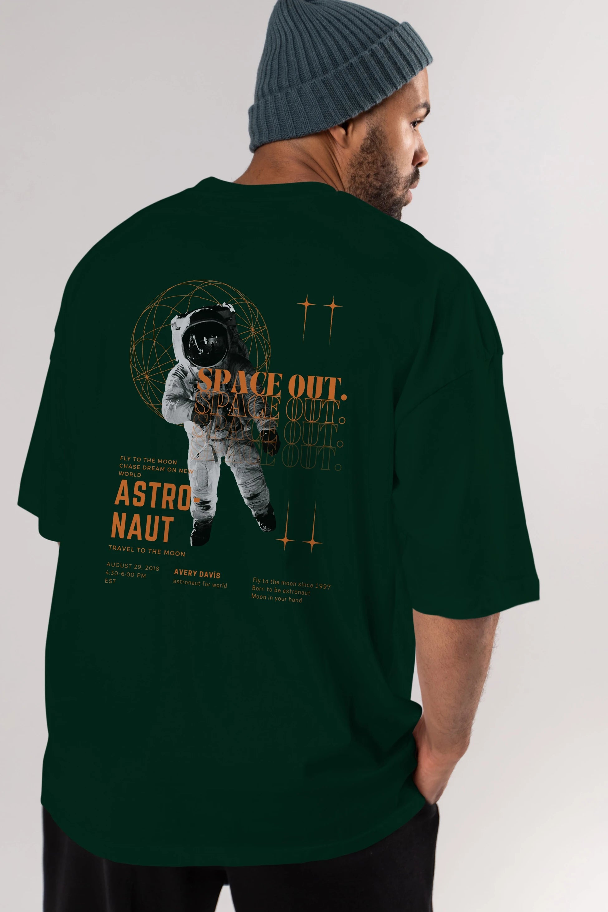 Astronaut Space Out Yazılı Arka Baskılı Oversize t-shirt Erkek Kadın Unisex