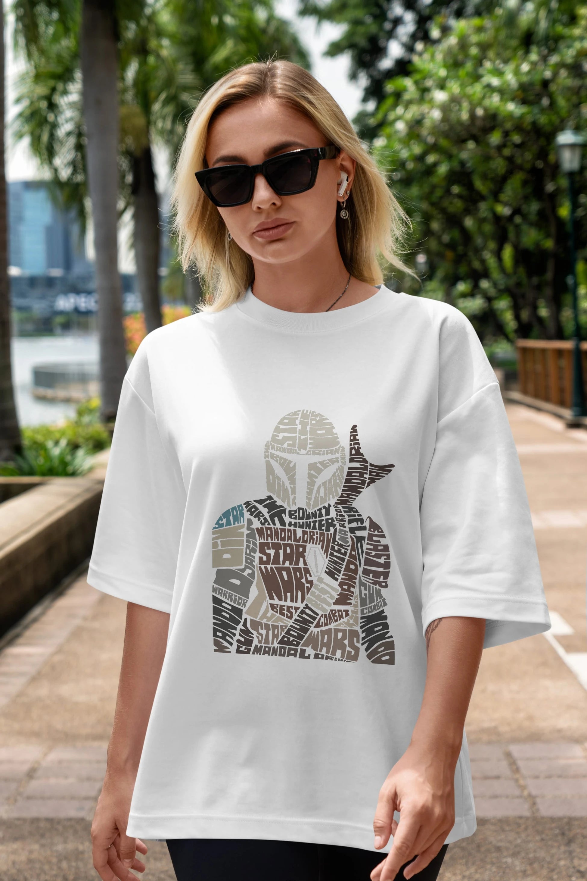 Mandalorian Ön Baskılı Oversize t-shirt %100 pamuk Erkek Kadın Unisex