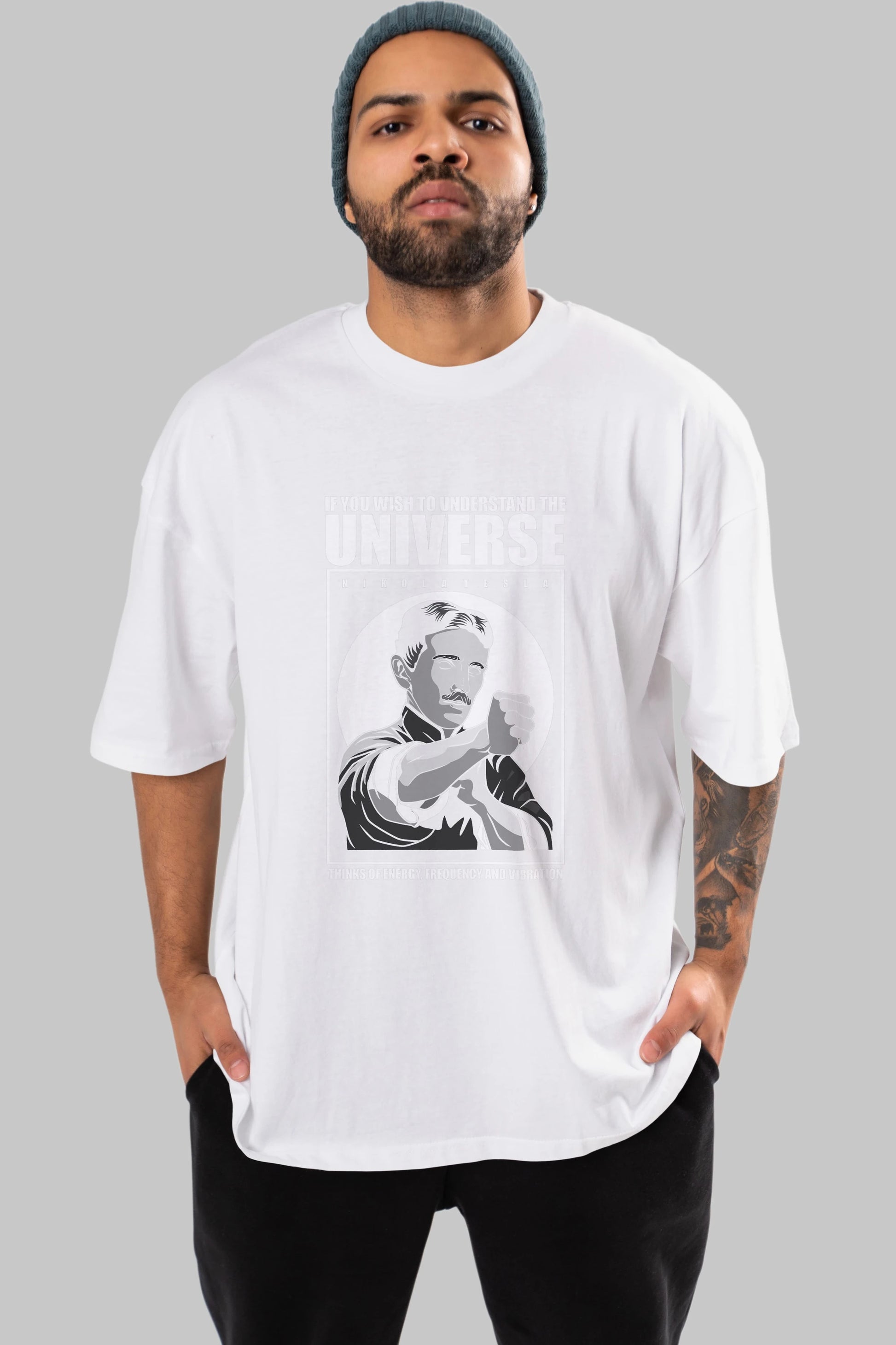 Nicola Tesla Ip Man Ön Baskılı Oversize t-shirt Erkek Kadın Unisex %100 Pamuk tişort