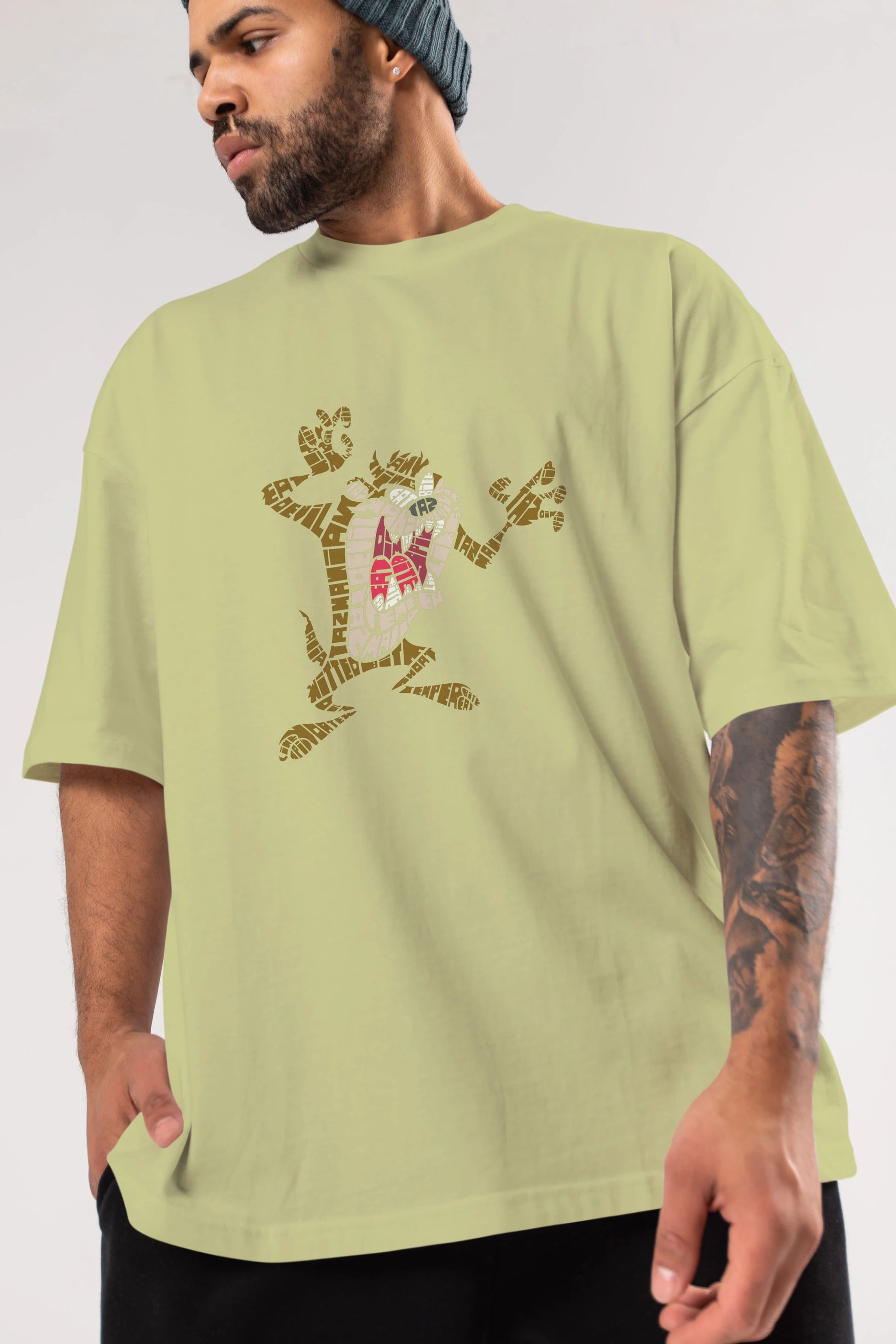 Tazmania Ön Baskılı Oversize t-shirt %100 pamuk Erkek Kadın Unisex