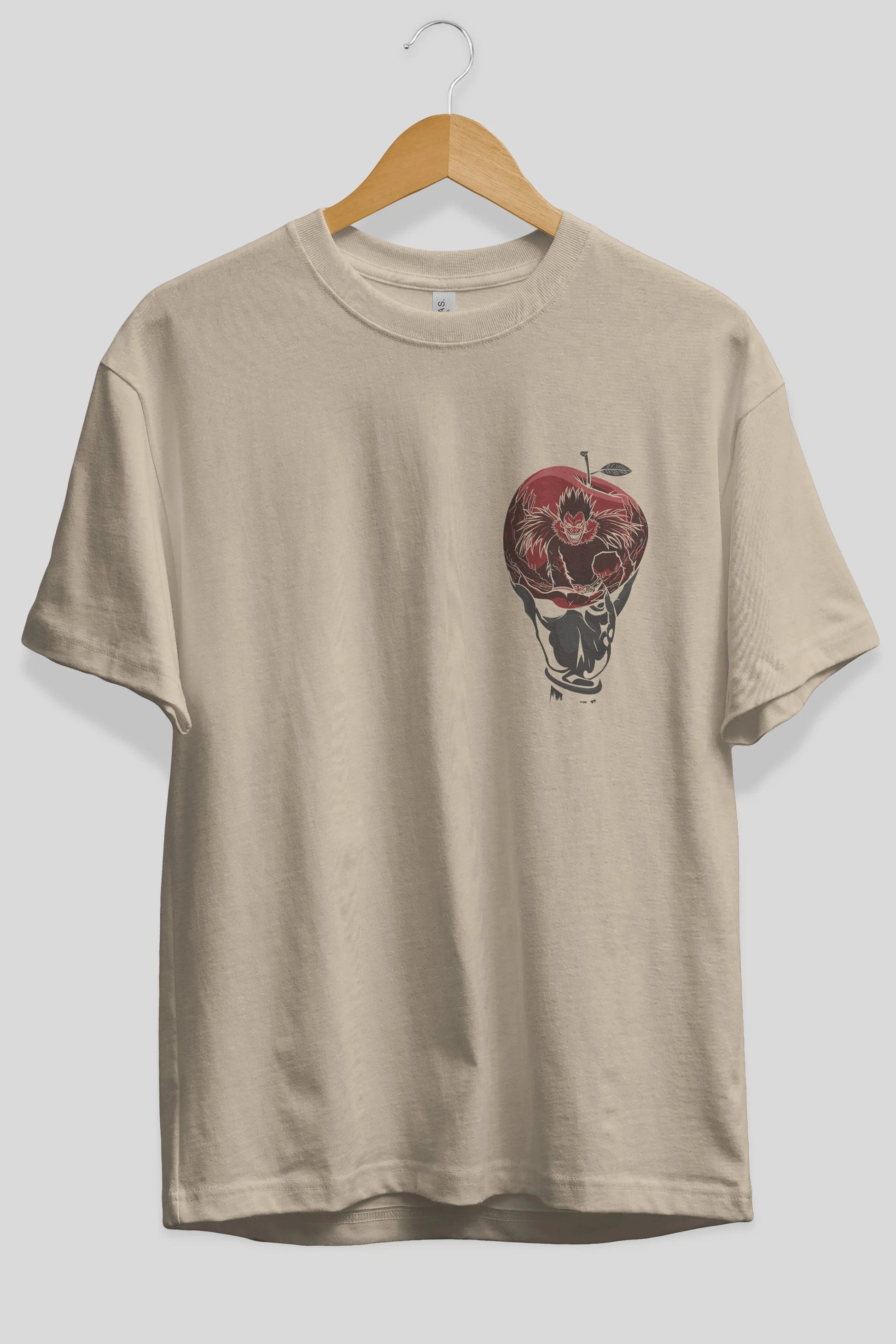 DEATH NOTE -RYUK Ön Sol Baskılı Oversize t-shirt Erkek Kadın Unisex %100 Pamuk Bisiklet Yaka tişort