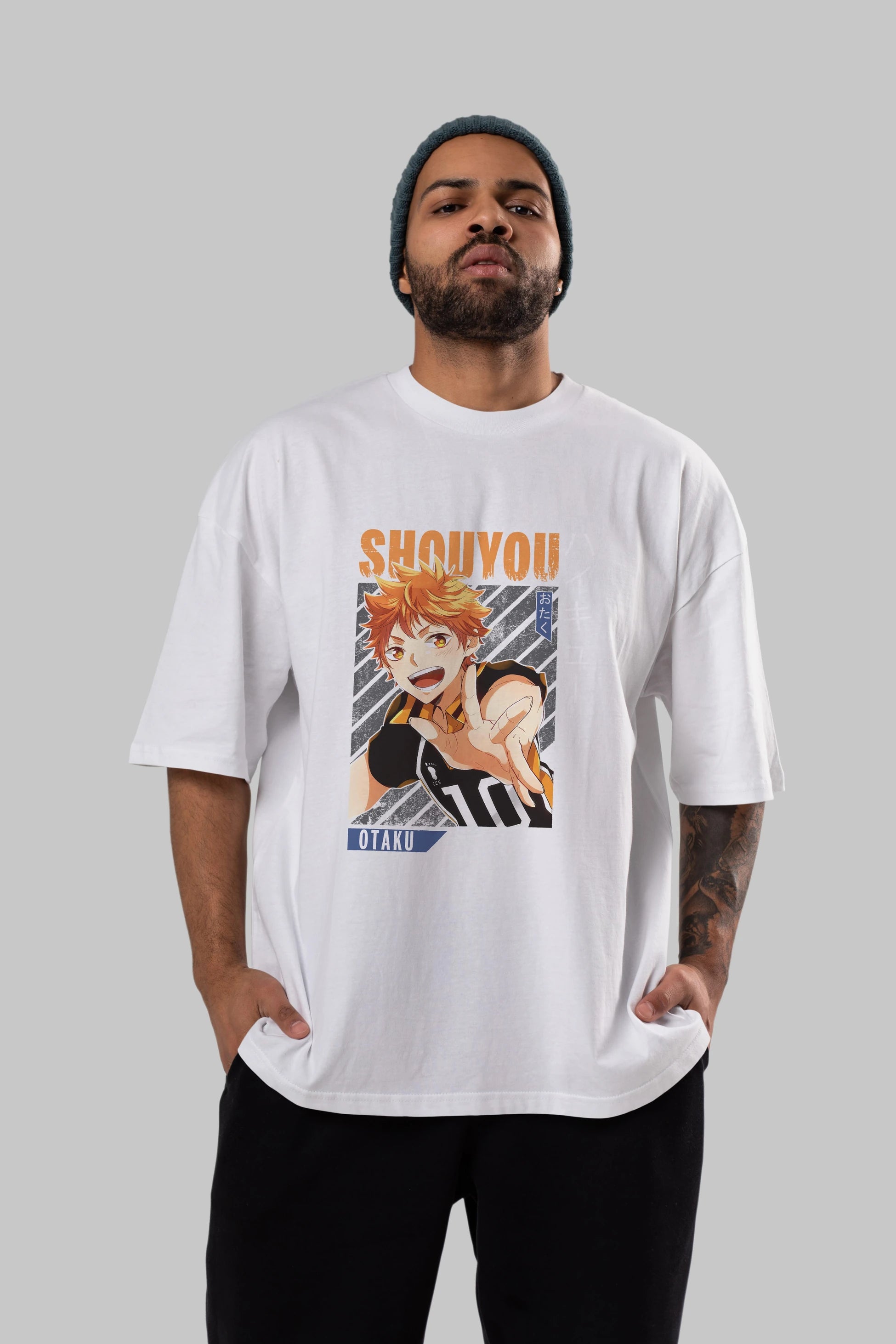 Shouyou Hinata 9 Anime Ön Baskılı Oversize t-shirt %100 pamuk Erkek Kadın Unisex
