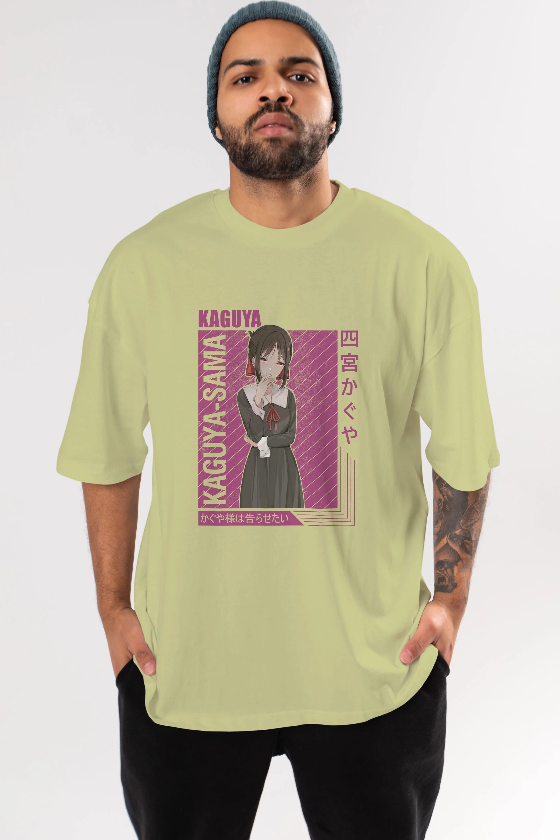 Kaguya Shinomiya 4 1 Anime Ön Baskılı Oversize t-shirt %100 pamuk Erkek Kadın Unisex
