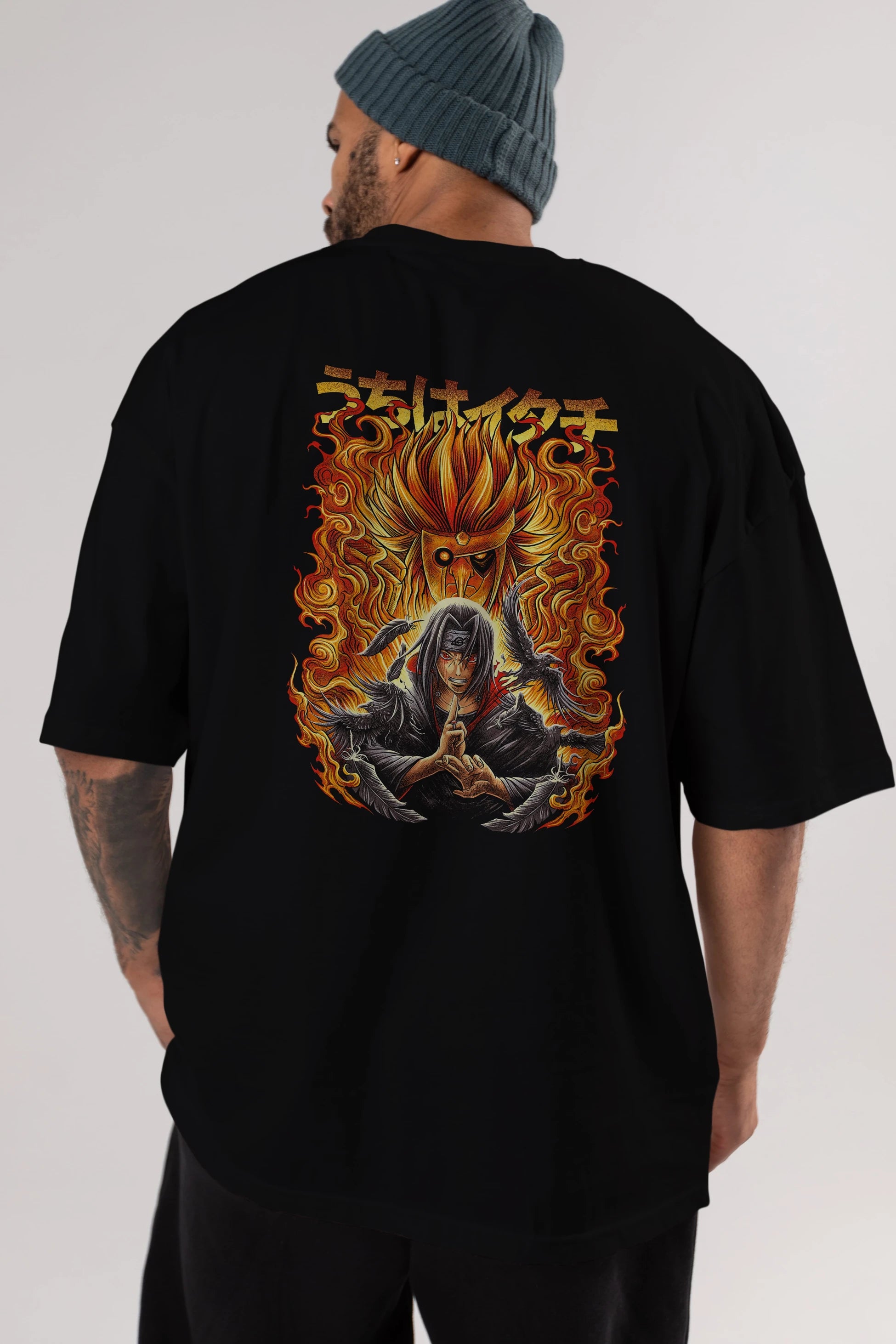 NARUTO ITACHI UCHIHA Anime Arka Baskılı Oversize t-shirt Erkek Kadın Unisex