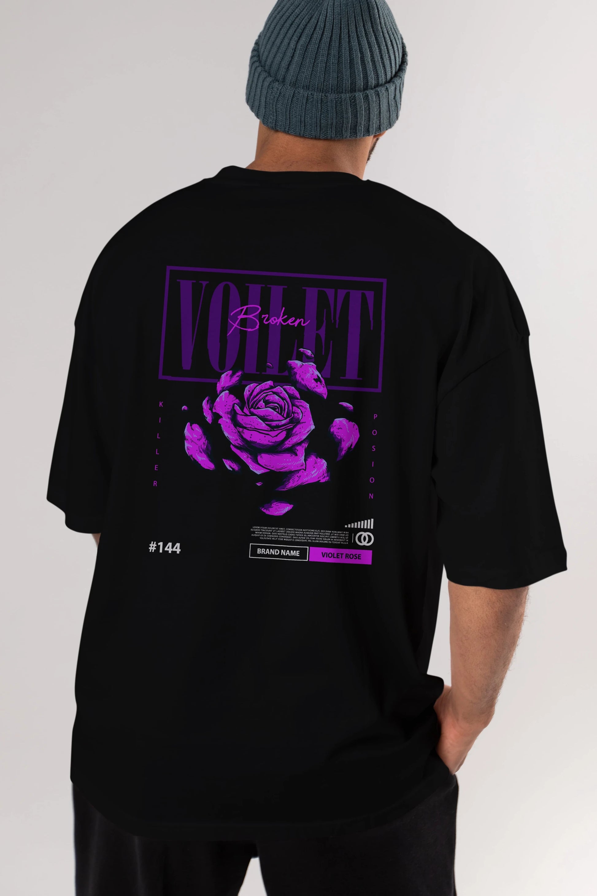 Voilet Broken Arka Baskılı Oversize t-shirt Erkek Kadın Unisex