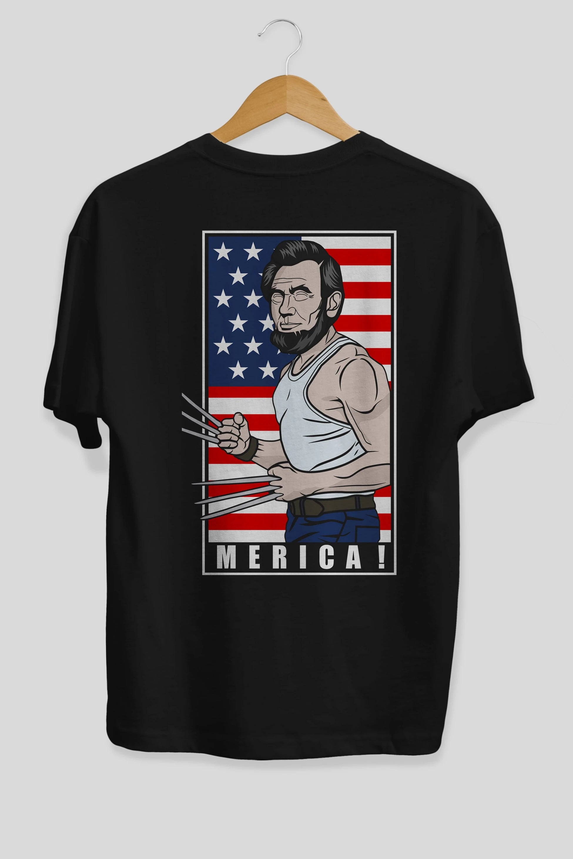 Wolverlincoln Arka Baskılı Oversize t-shirt Erkek Kadın Unisex %100 Pamuk tişort