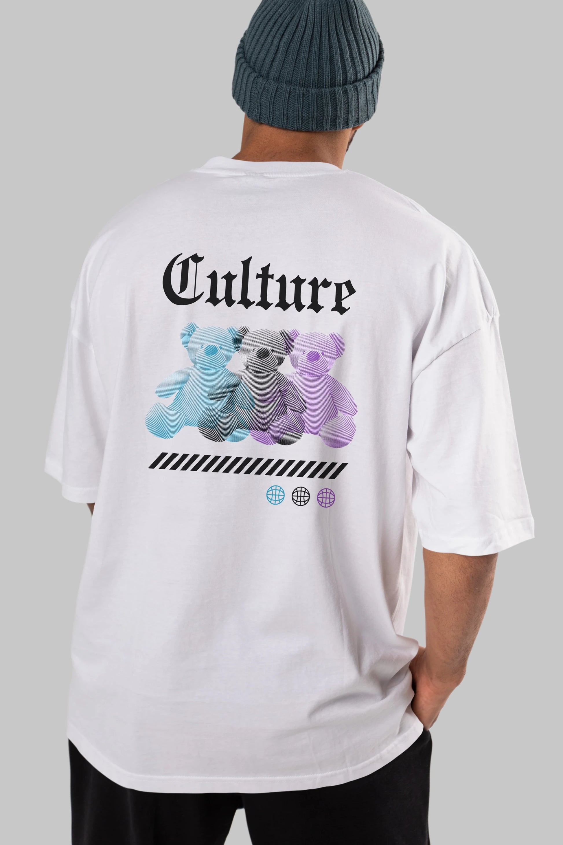 Culture Bear Arka Baskılı Oversize t-shirt Erkek Kadın Unisex