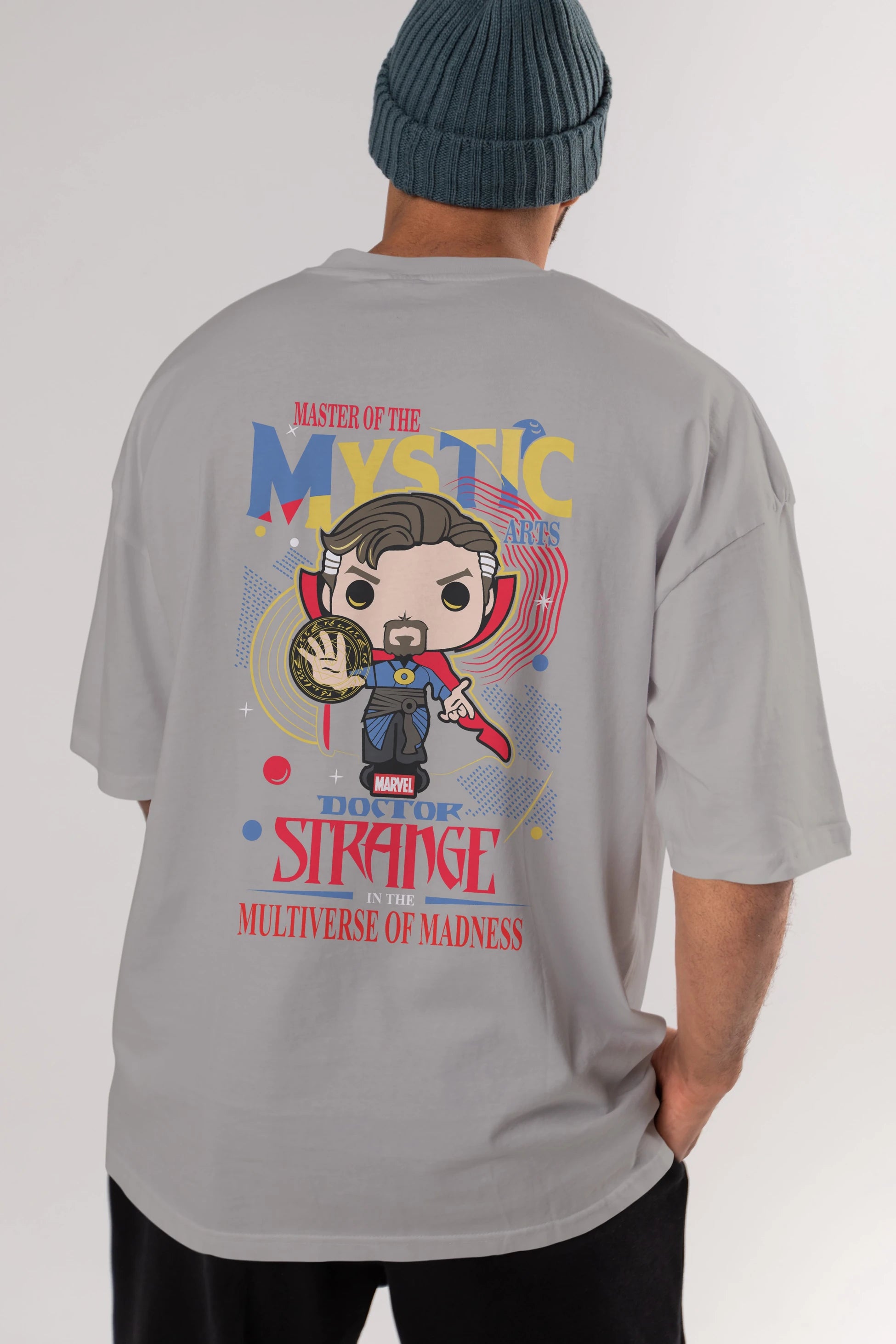 Doctor Strange Arka Baskılı Oversize t-shirt Erkek Kadın Unisex %100 Pamuk Bisiklet Yaka tişort