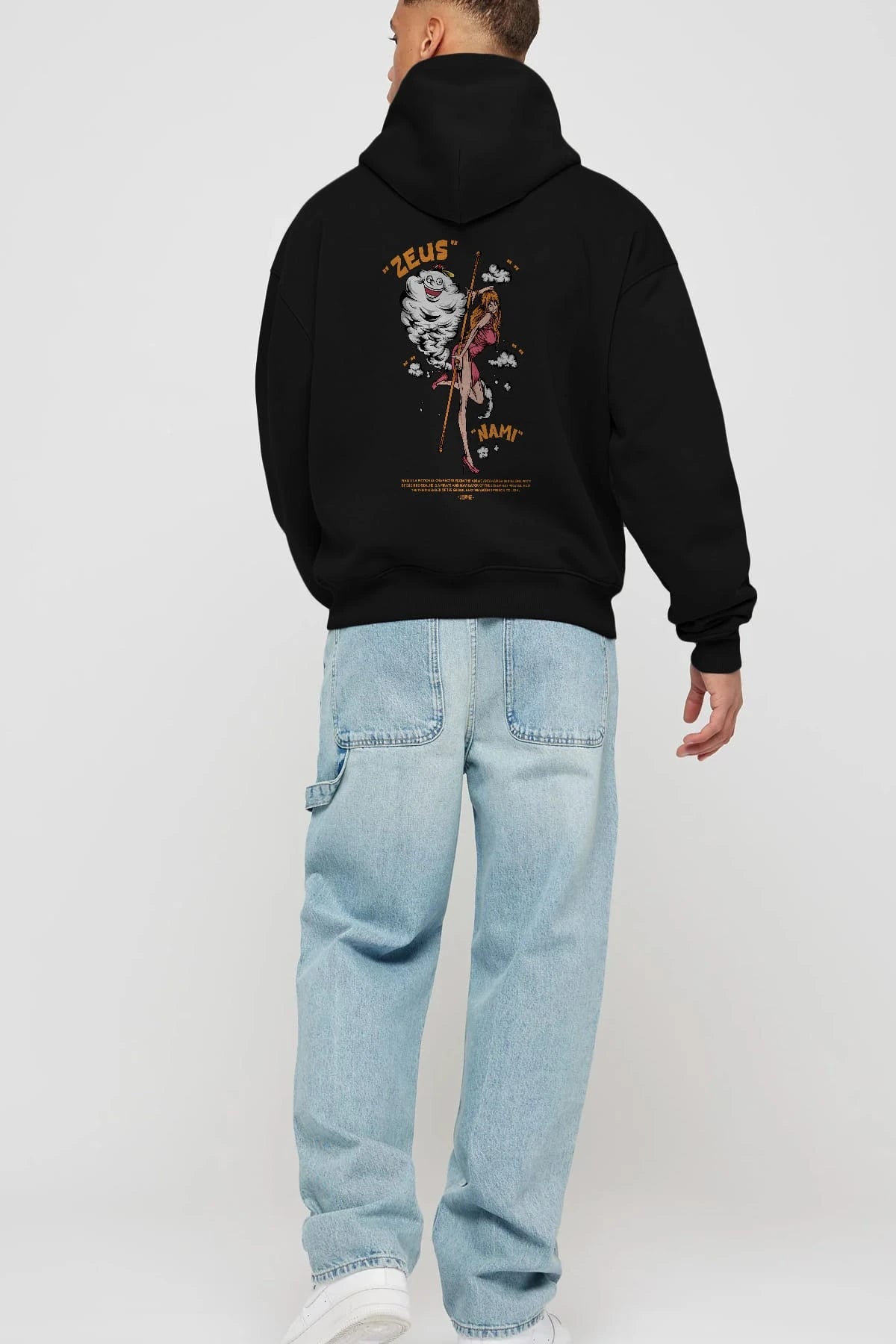 Zeus Nami Anime Arka Baskılı Hoodie Oversize Kapüşonlu Sweatshirt Erkek Kadın Unisex