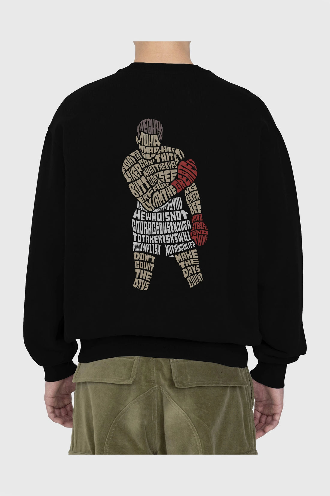 The Champ Muhammad Ali Arka Baskılı Oversize Sweatshirt Erkek Kadın Unisex