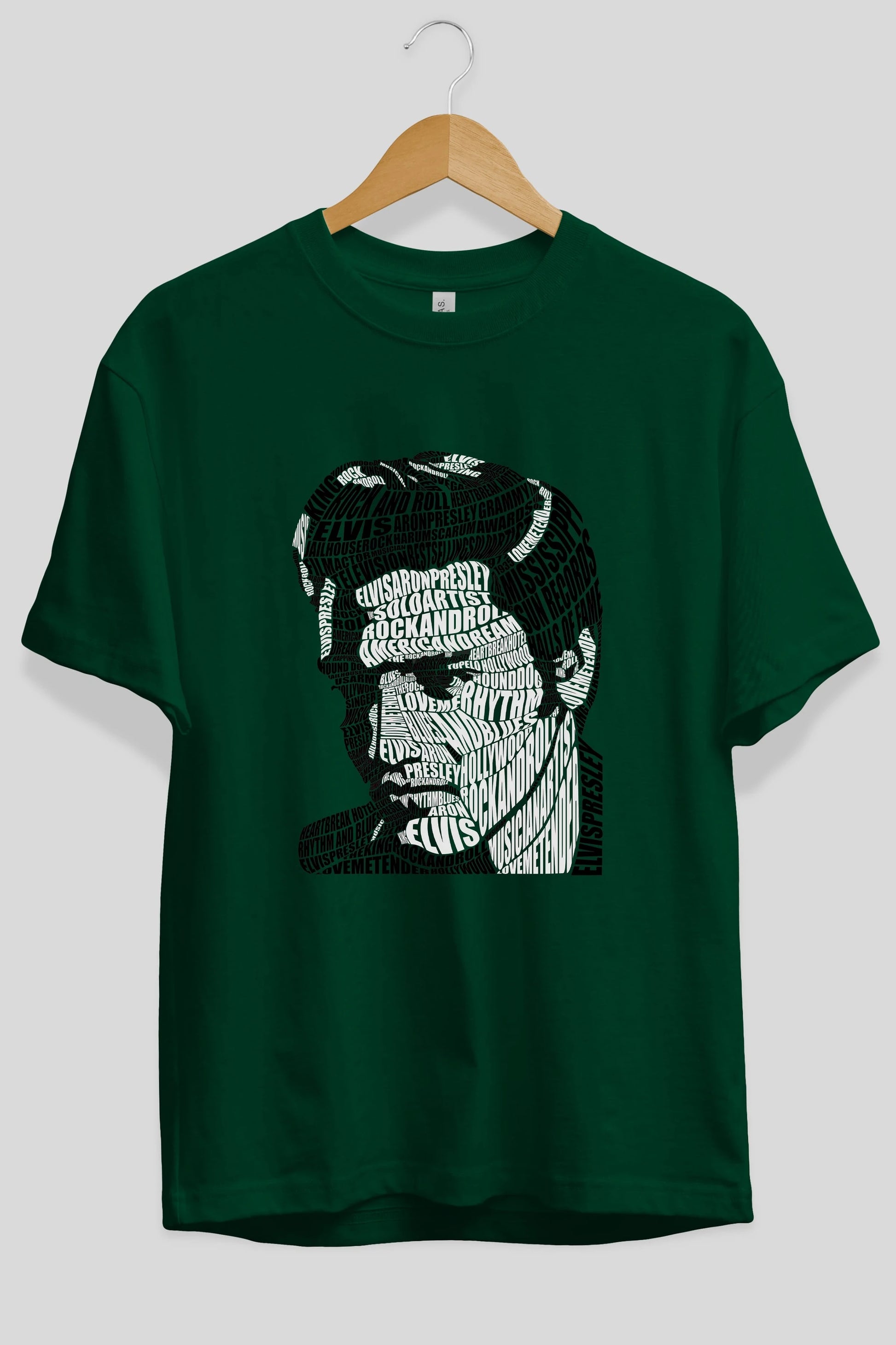 Elvis Presley Calligram Ön Baskılı Oversize t-shirt %100 pamuk Erkek Kadın Unisex